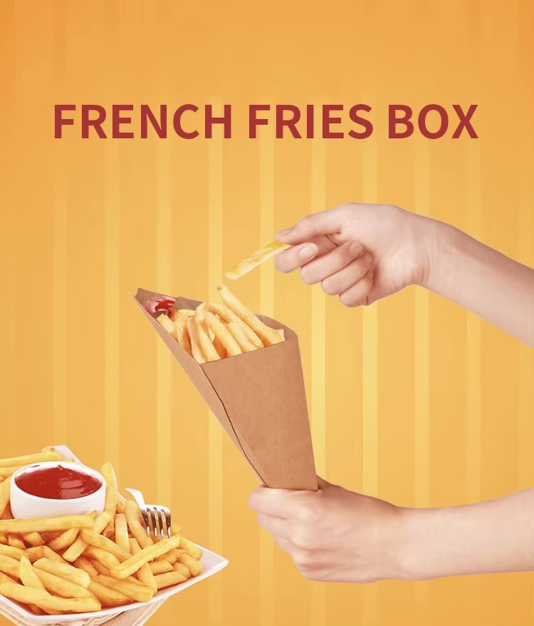 Tabletop & bar 25/50pcs Disposable Paper French Fries snack Bags Holder Cup With Dipping Sauce Deli Cup Paper Cone Snack Cups For Onion Ring Popcorn Serving Pouch Container sundries snacks Tableware Party supplies in natural brown color 25-Piece 50-Piece set supply