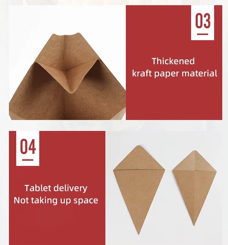 Tabletop & bar 25/50pcs Disposable Paper French Fries snack Bags Holder Cup With Dipping Sauce Deli Cup Paper Cone Snack Cups For Onion Ring Popcorn Serving Pouch Container sundries snacks Tableware Party supplies in natural brown color 25-Piece 50-Piece set supply
