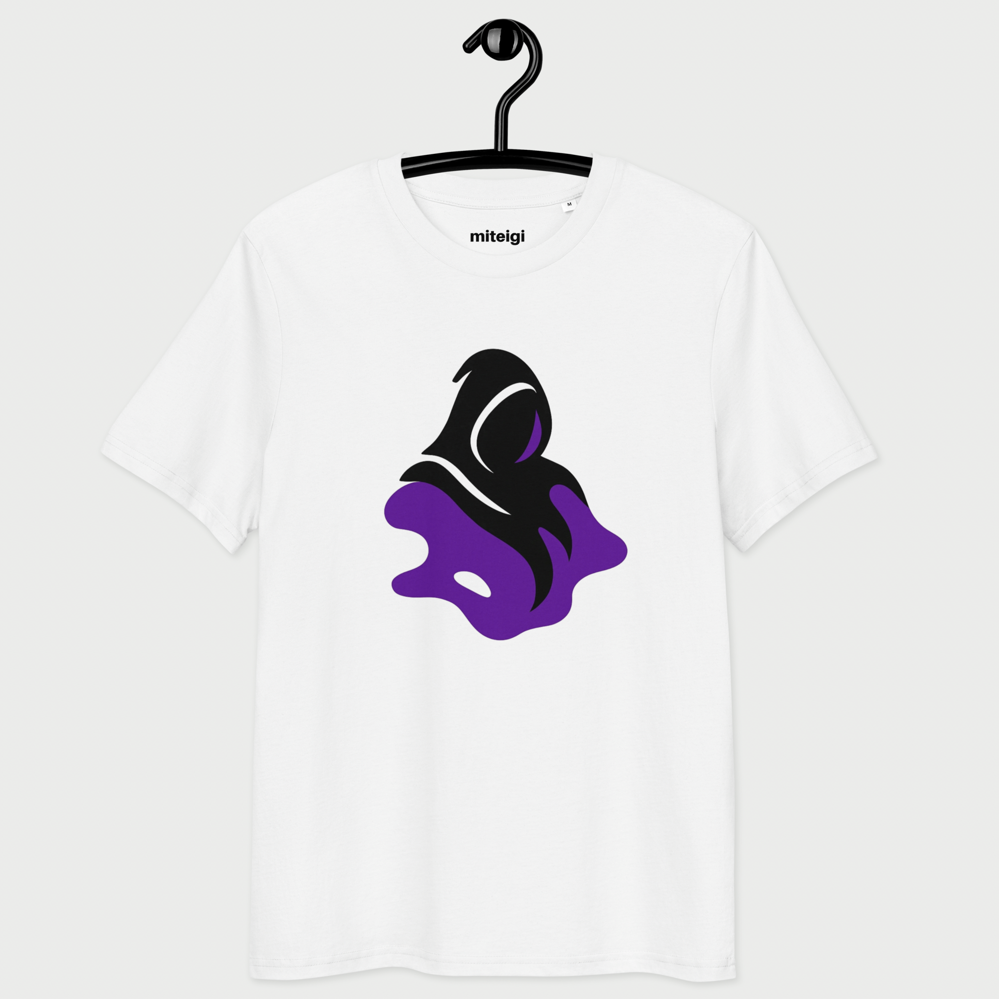 Women’s woman womens Hug Organic Cotton T-Shirt  Crewneck short sleeves 100% organic cotton loose fit graphic print round O-neck tops petite-, tall-, plus-, size crew neck t-shirts in White with black purple accent color