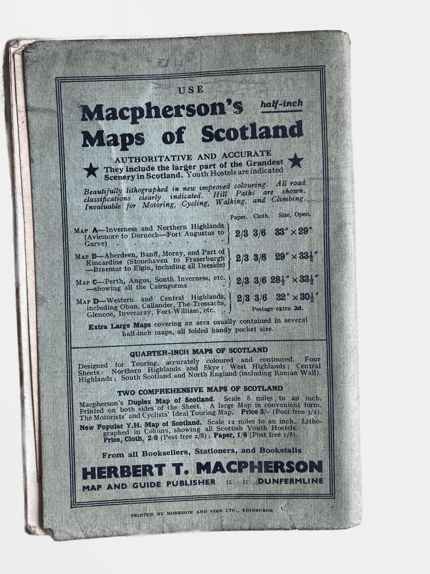 Scottish Youth Hostels Association 1937 Handbook