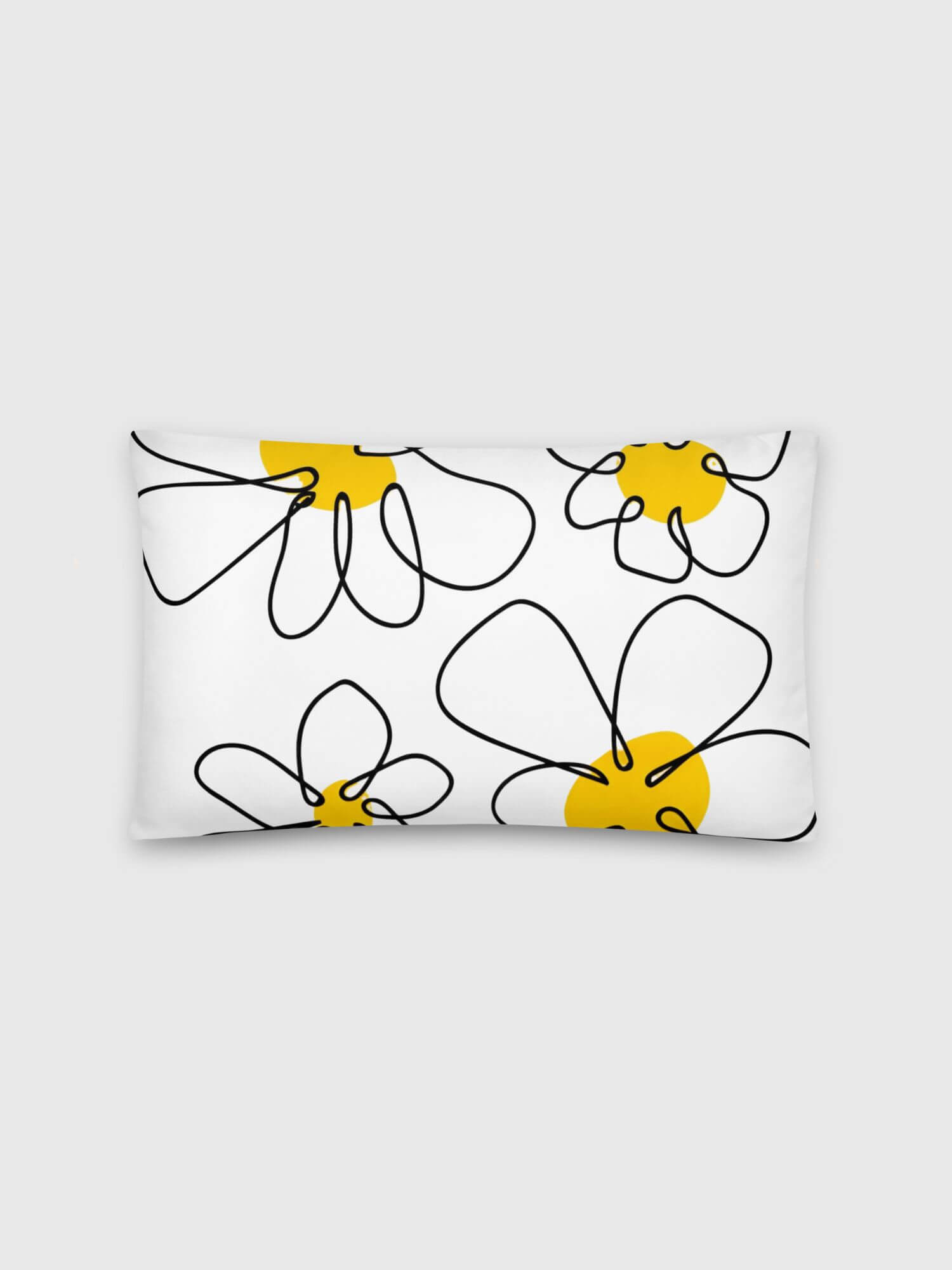 Artist Sketch Daisy Pillow   Vintage classic floral Decorative Pillowcases in white with yellow and white various size design one sided Pillows case Covers painters artistic drawing daisies flowers pillows cases 20″×12″