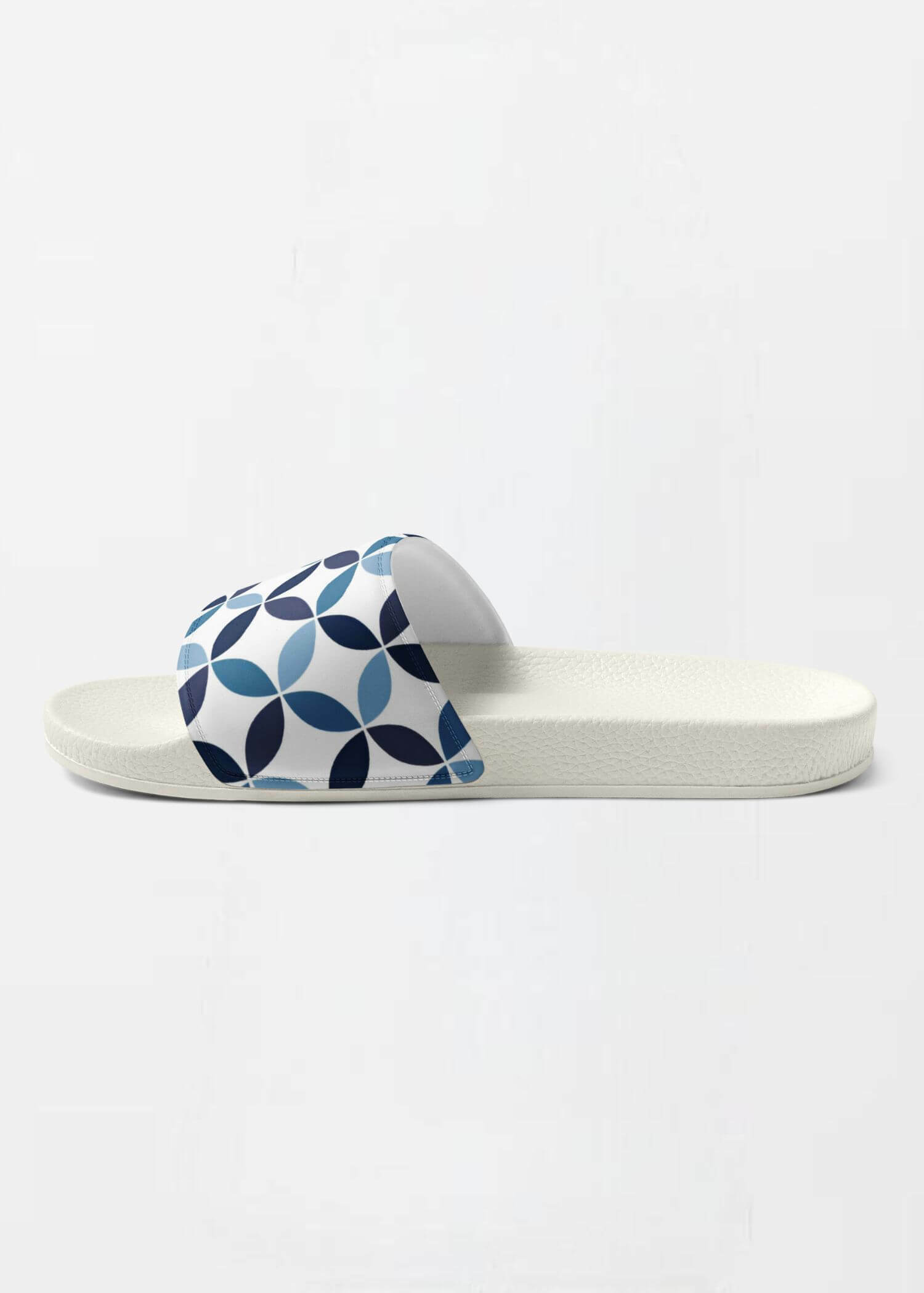 miteigi Supanova Circle Slides indigo blue Women’s casual patchwork flip flops miteigi logo designed sandals for woman in indigo blue circles Womens beachwear slippers Vacation getaway holiday footwear in white 