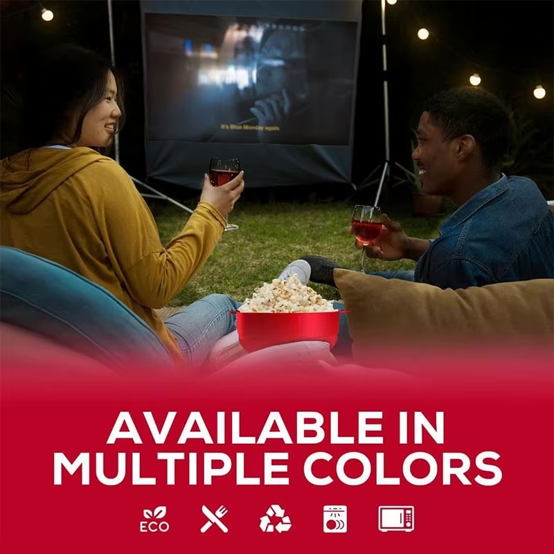 Microwave Popcorn Popper  Silicone BPA Free collapsible popcorn bowl accessories microwavable-safe pop corn makers with lid, Dishwasher safe kitchen entertaining party outdoor event movie night aids accessory in red, green