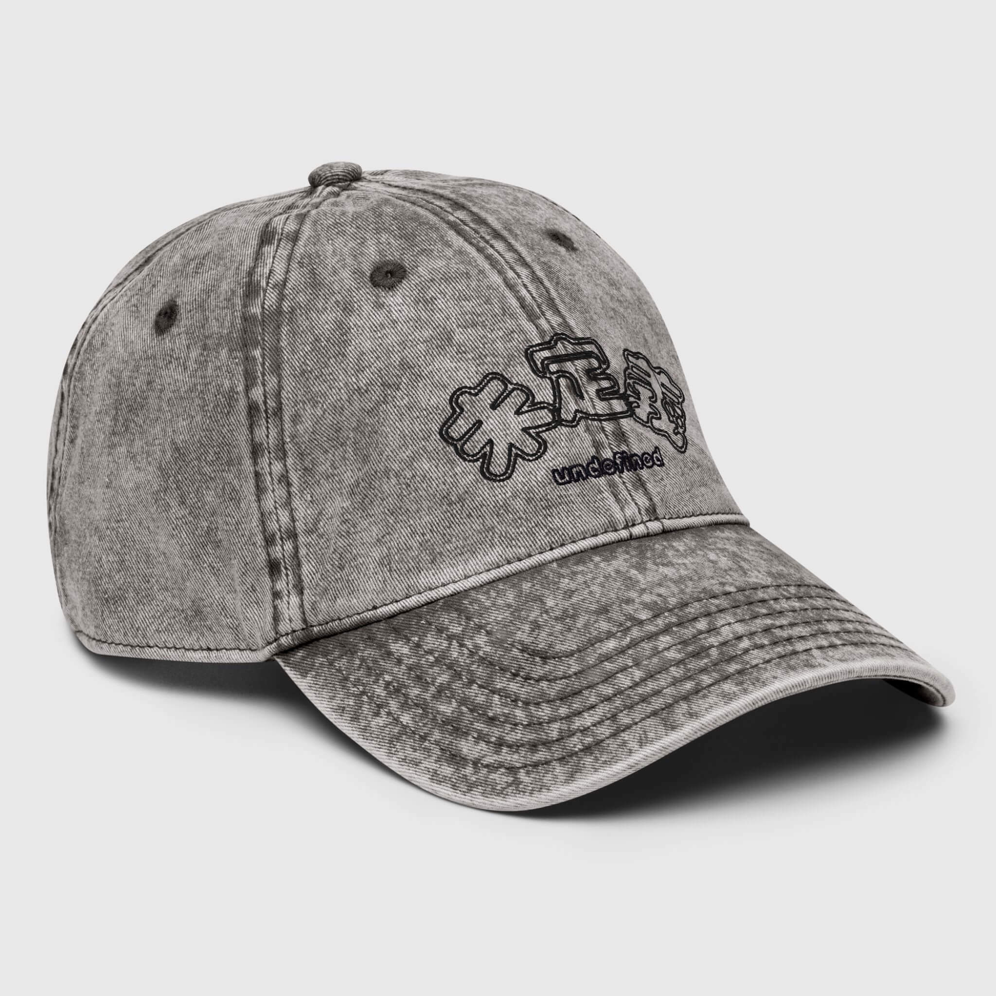 miteigi Vintage Cotton Twill Baseball Hat miteigi-logo branded women’s men’s unisex anywear gym yoga item baseball caps for man woman in charcoal Gray grey Womens Mens Genderful headwear hats