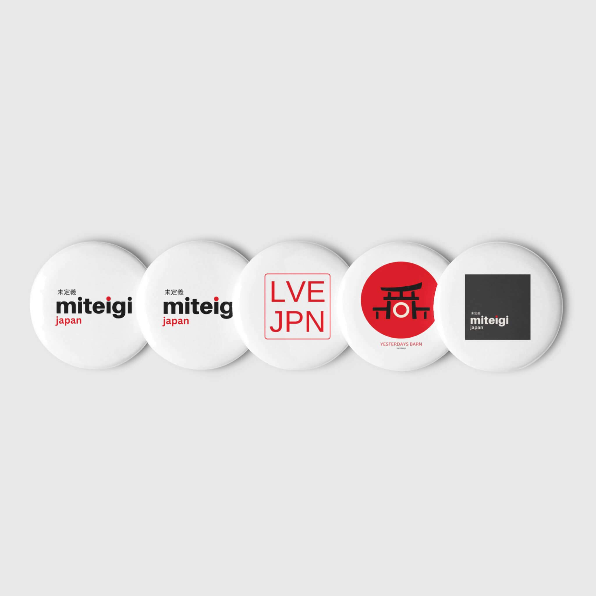 miteigi Logo Pin Button Set 5-Piece MiteigiYūki, Yesterdays Barn, brand tinplate decorative pins Fashion accessories campaign badges 