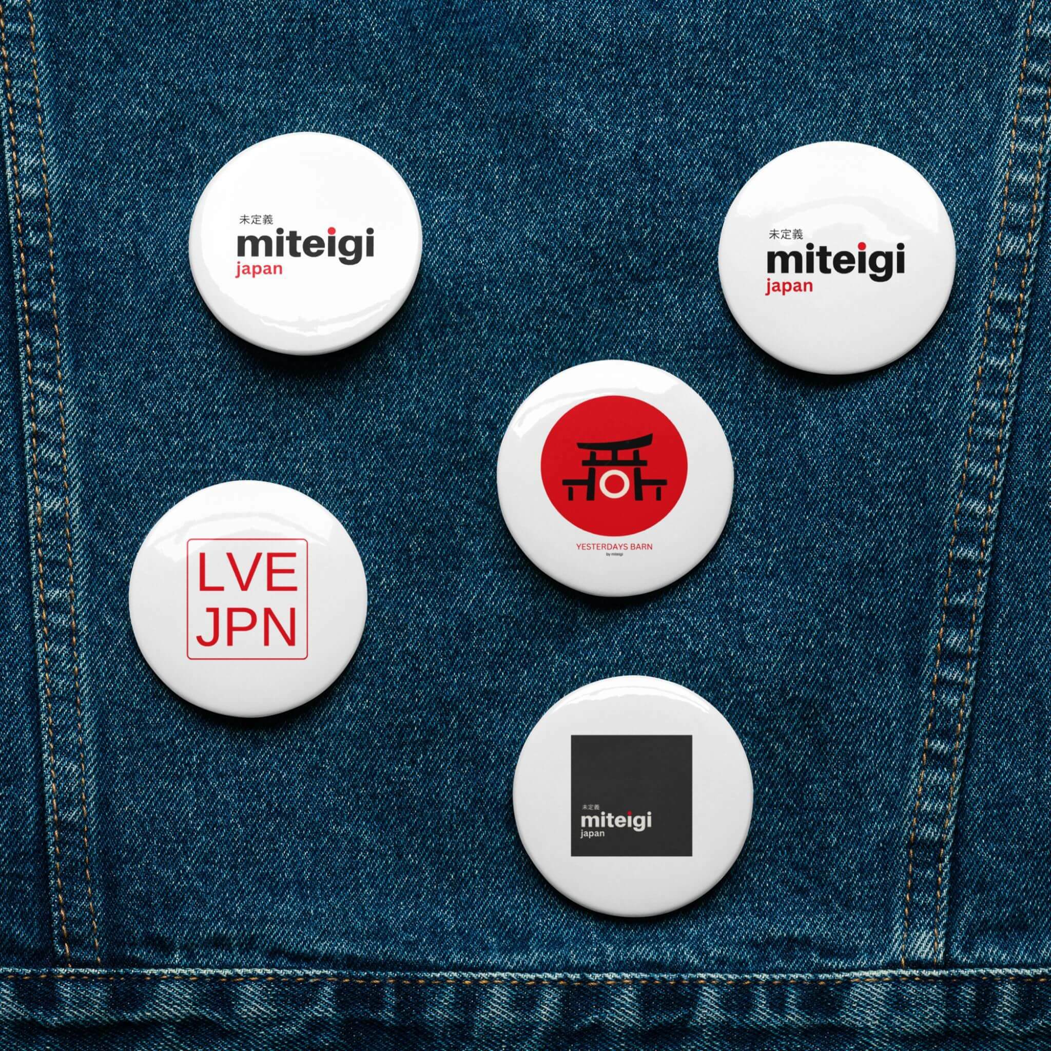 miteigi Logo Pin Button Set 5-Piece MiteigiYūki, Yesterdays Barn, brand tinplate decorative pins Fashion accessories campaign badges