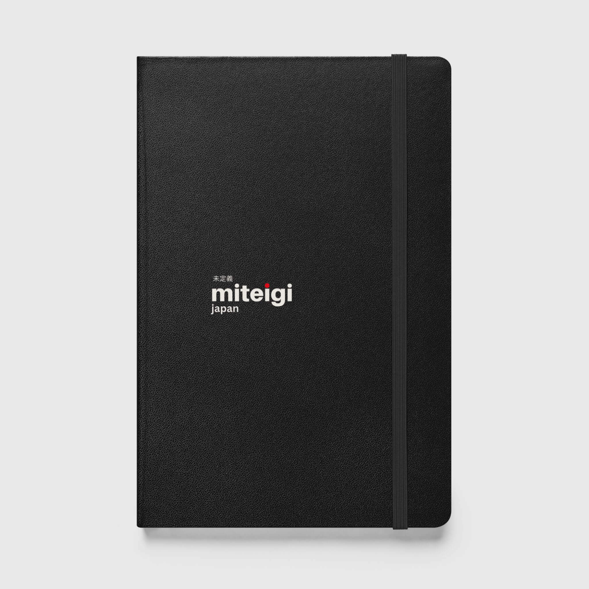 Hardcover Bound Notebook miteigi Logo  80 pages of lined, cream-colored paper, matching elastic closure, ribbon marker and expandable inner pocket Office stationary hardback Notebooks supplies 5.5"×8.5" Journals in Black 