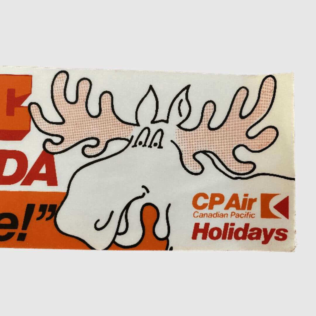 CP Air Canadian Pacific HOLIDAYS Sticker  U.K. edition Aviation Collectors Antiques Memorabilia Trending Airlines Classic Vintage Originals Canada Airways collection circa 1980s USA Moose graphic Air Lines