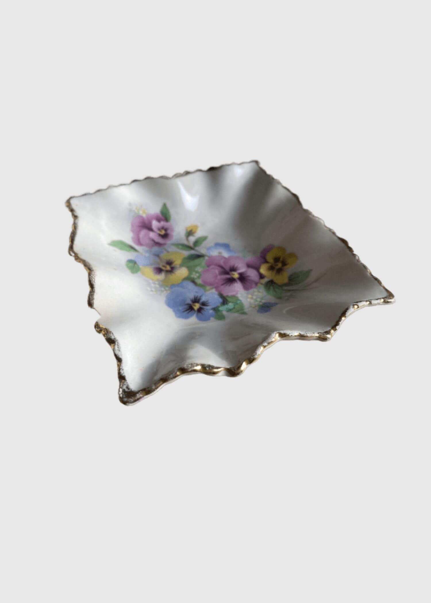 Floral Porcelain Trinket Dish    Vintage Ruffled square Shaped with Flowers pattern Accessories Decor - Made in Stwffordshire, England c1980s - Classic flower Collectable Ceramics Trending Collectors antiques