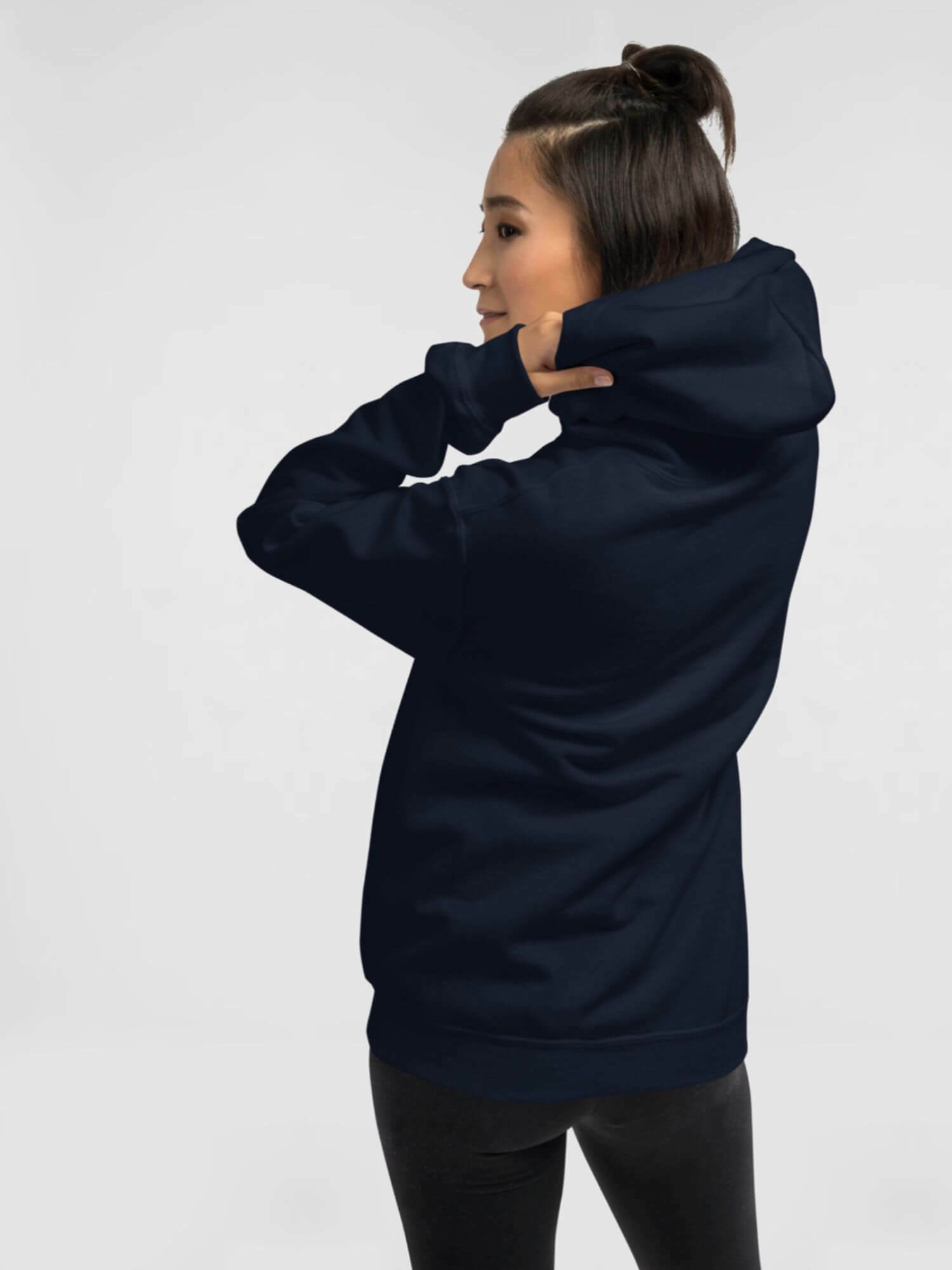 Gildan x miteigi Arch Logo Hoodie blue     Unisex Anywear Men’s Women’s long sleeves hooded kanga pouch sweatshirts for tall plus size man woman miteigi logo-branded in navy with platinum red pattern MiteigiYūki fitness gym running sports mens womens sportswear