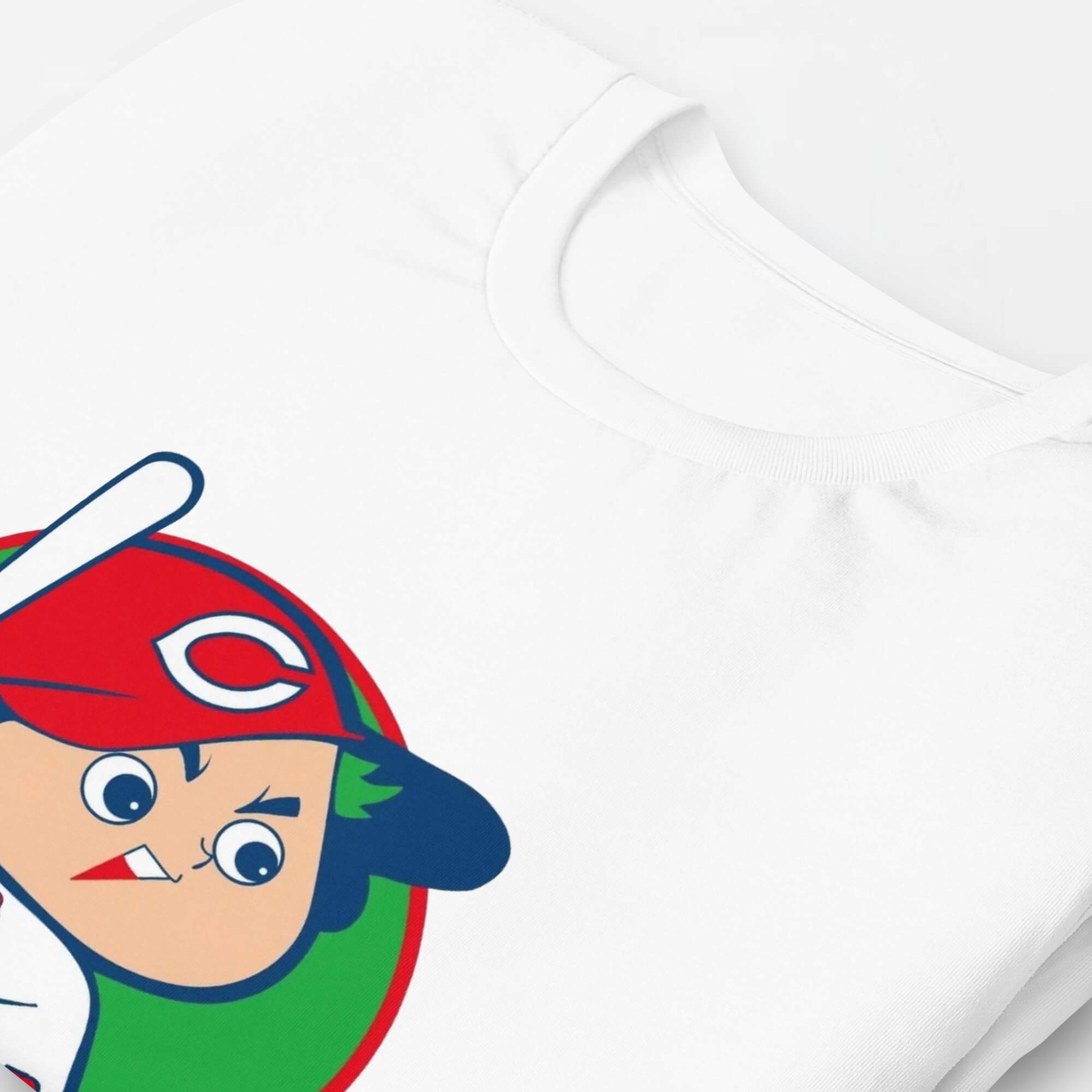 Hiroshima Toyo Carp Eco T-Shirt   Unisex Anywear Men’s Women’s Cartoon Japan sports character short sleeves crewneck round o-neck crew neck tees T-Shirts for man woman in white with red blue multicolor pattern Mens Womens eco-friendly Baseball sport gear Japanese Kure Anime Fans Gifts petite tall plus size Tops