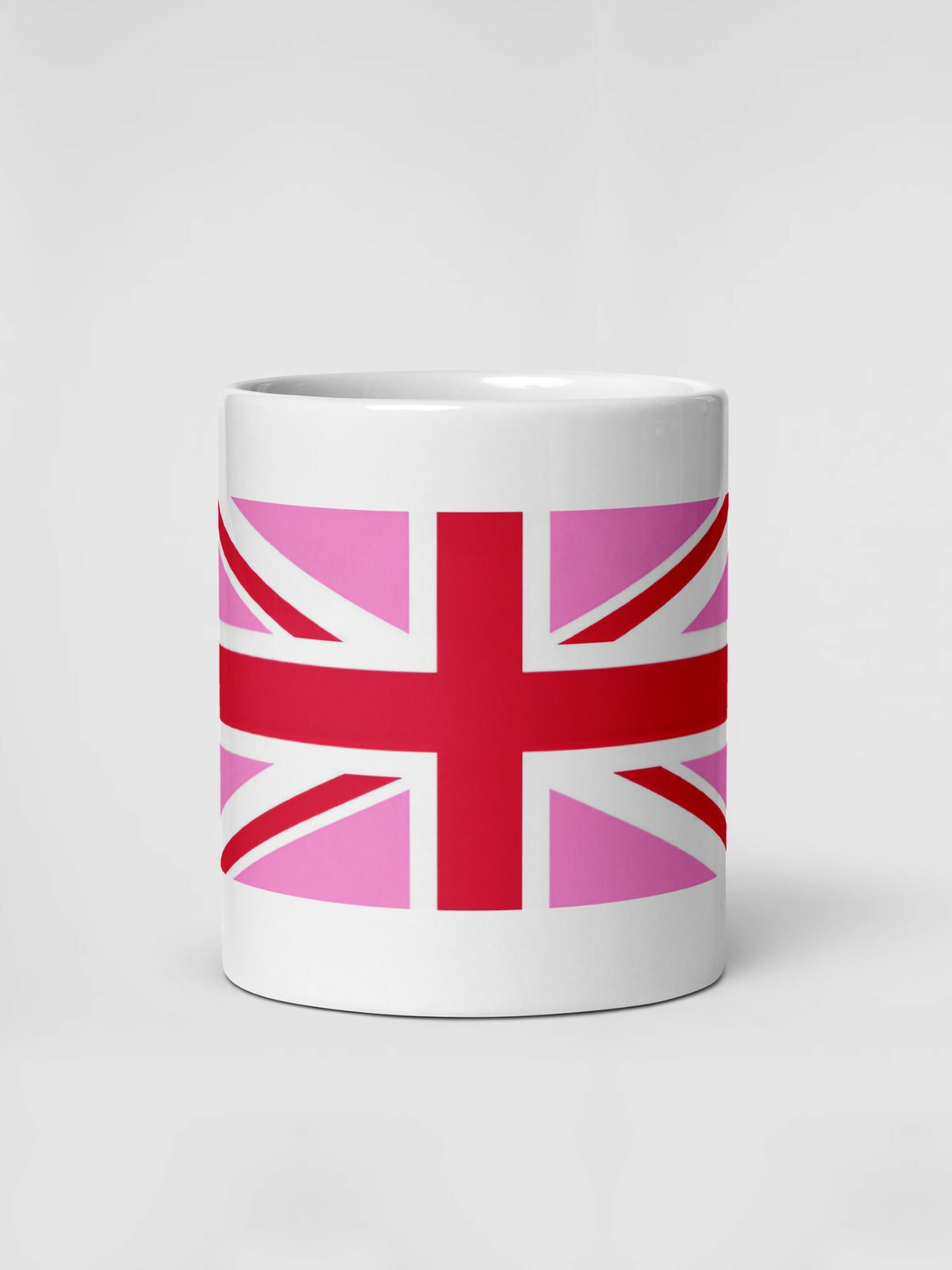 Glossy Gay Pride UK Mug        Cartoon Country flags character drinks cup coffee, tea, juice, milk drinking cups miteigi branded product item tumblers ceramics in white with pink red multicolor pattern Ceramic Anime Gifts rainbows lgbtqia romance United Kingdom Great Britain England English mugs