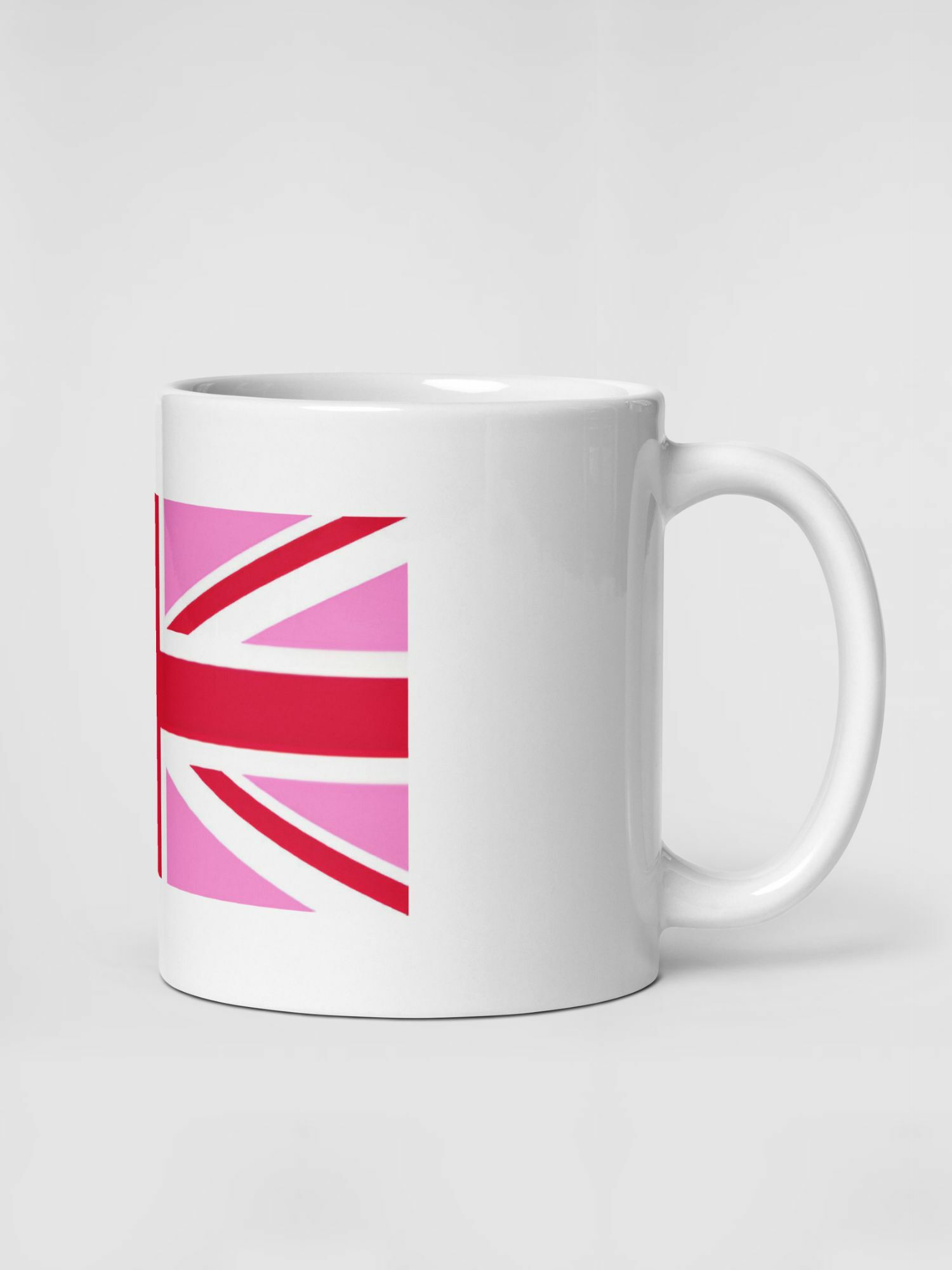 Glossy Gay Pride UK Mug        Cartoon Country flags character drinks cup coffee, tea, juice, milk drinking cups miteigi branded product item tumblers ceramics in white with pink red multicolor pattern Ceramic Anime Gifts rainbows lgbtqia romance United Kingdom Great Britain England English mugs