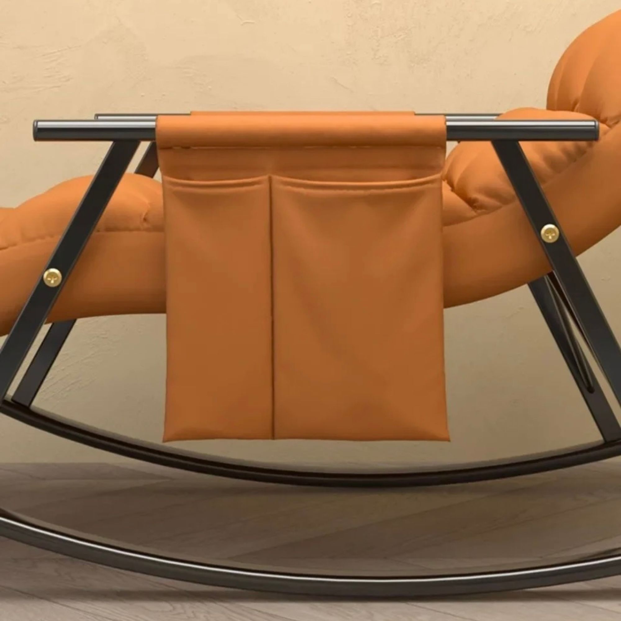 Rocking Chair   Adult oversized noon break leisure lazy sofa outdoor garden loungers balcony living room office recliner lounge chairs furniture in orange