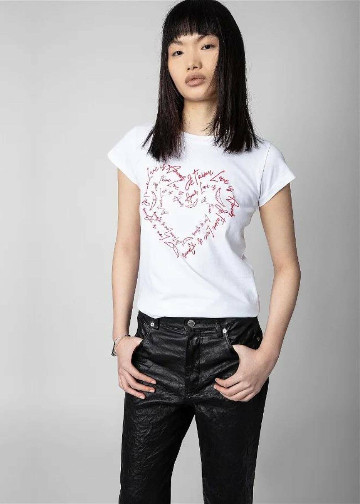 Heart T-Shirt white   Women's Color Love Hot Breathable short sleeves crew neck round o neck casual organic cotton womens loose T-shirts Spring Summer Tops for woman