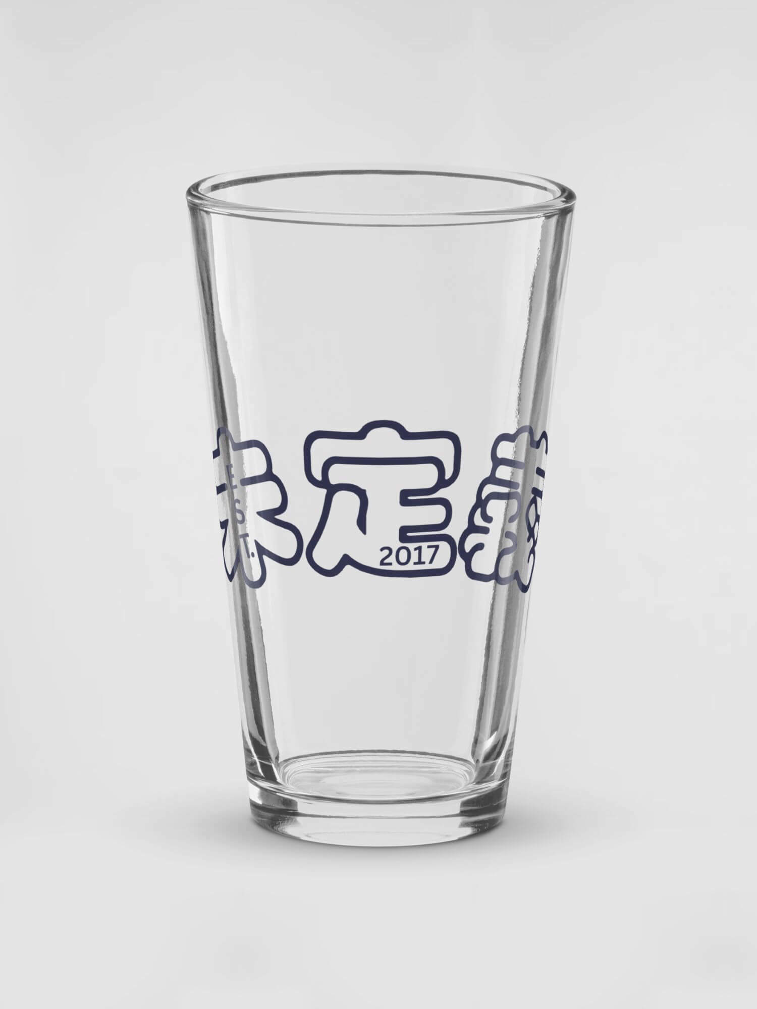 Shaker Pint Glass Arch Logo EST. 2017     Drinks Glass beer, cider, juice, milk drinking glasses miteigi-Logo branded product item tumblers Glassware Transparent clear with blue pattern