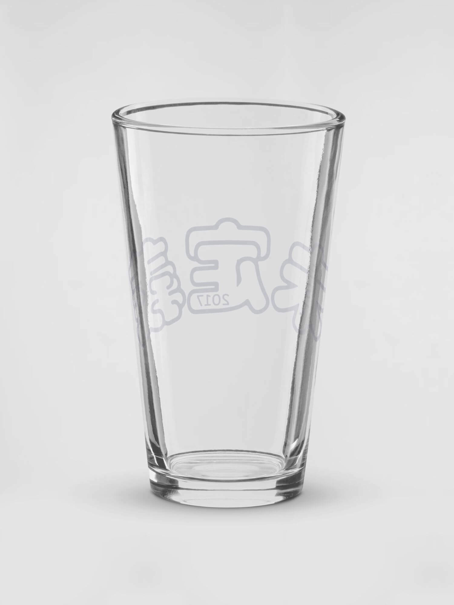 Shaker Pint Glass Arch Logo EST. 2017     Drinks Glass beer, cider, juice, milk drinking glasses miteigi-Logo branded product item tumblers Glassware Transparent clear with blue pattern