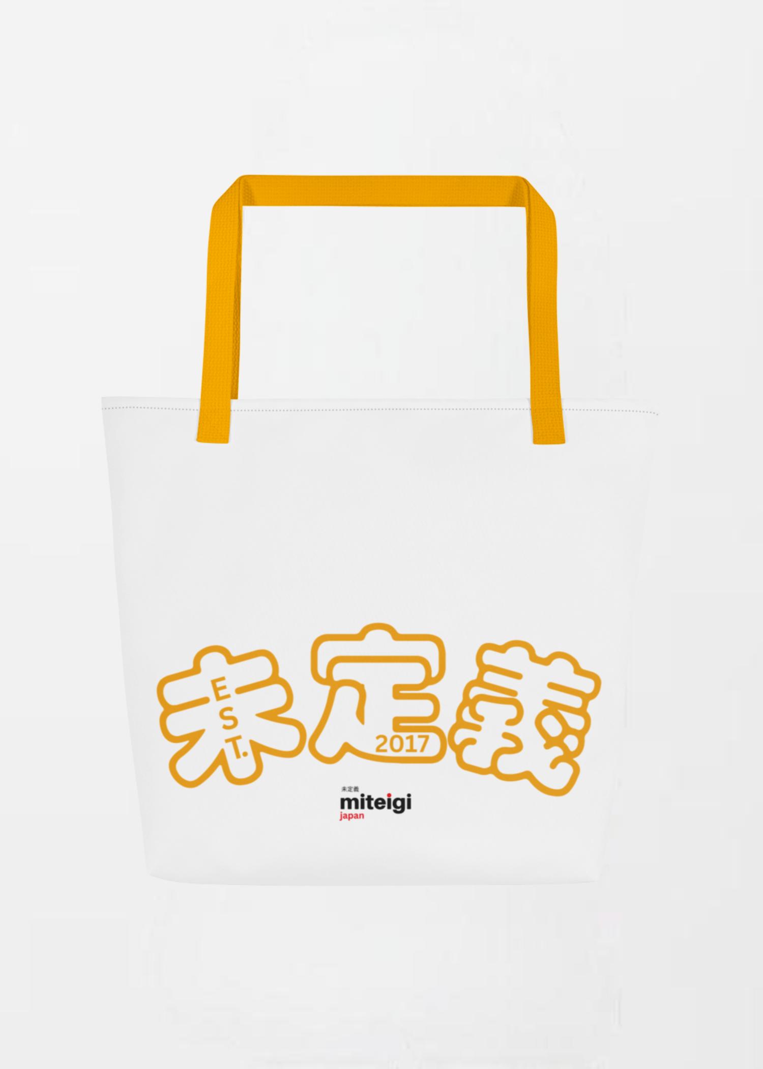 Large Arch Logo Tote Bag EST. 2017 yellow    miteigi Logo Branded product item miteigiYūki Fitness Sports Activewear by miteigi products brand items luggage baggage bags multicolor White