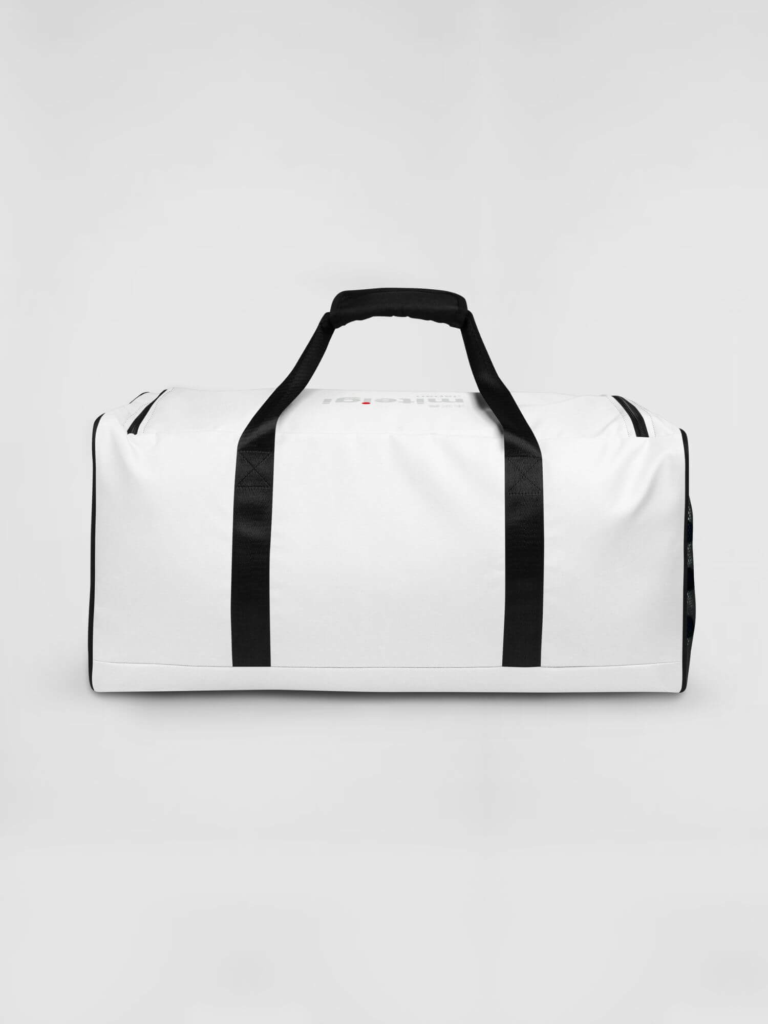 miteigi Script Logo Duffle Bag   miteigi Logo branded product item Fitness Sports Activewear by miteigi products brand items luggage baggage bags White platinum blue red