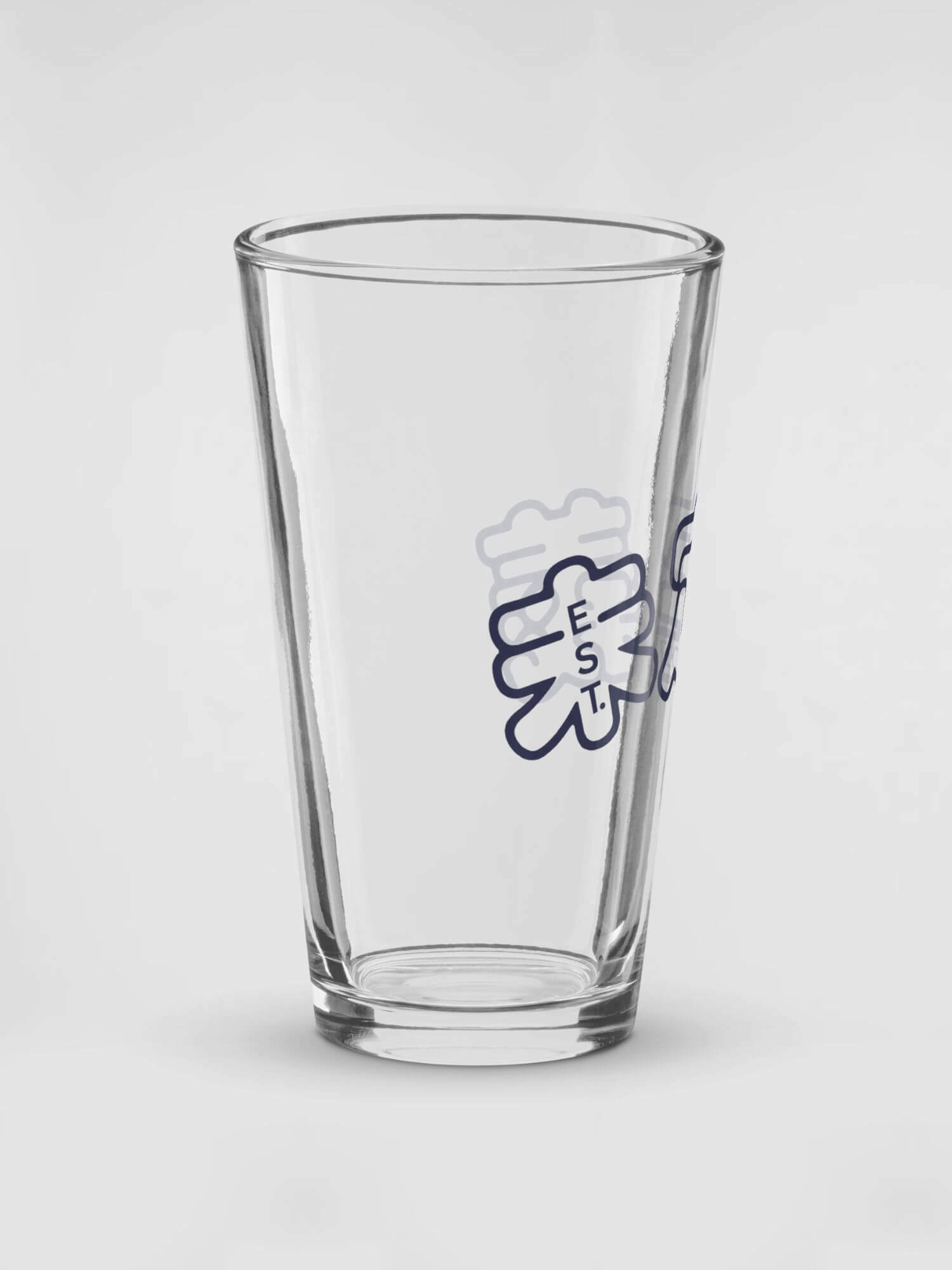 Shaker Pint Glass Arch Logo EST. 2017     Drinks Glass beer, cider, juice, milk drinking glasses miteigi-Logo branded product item tumblers Glassware Transparent clear with blue pattern