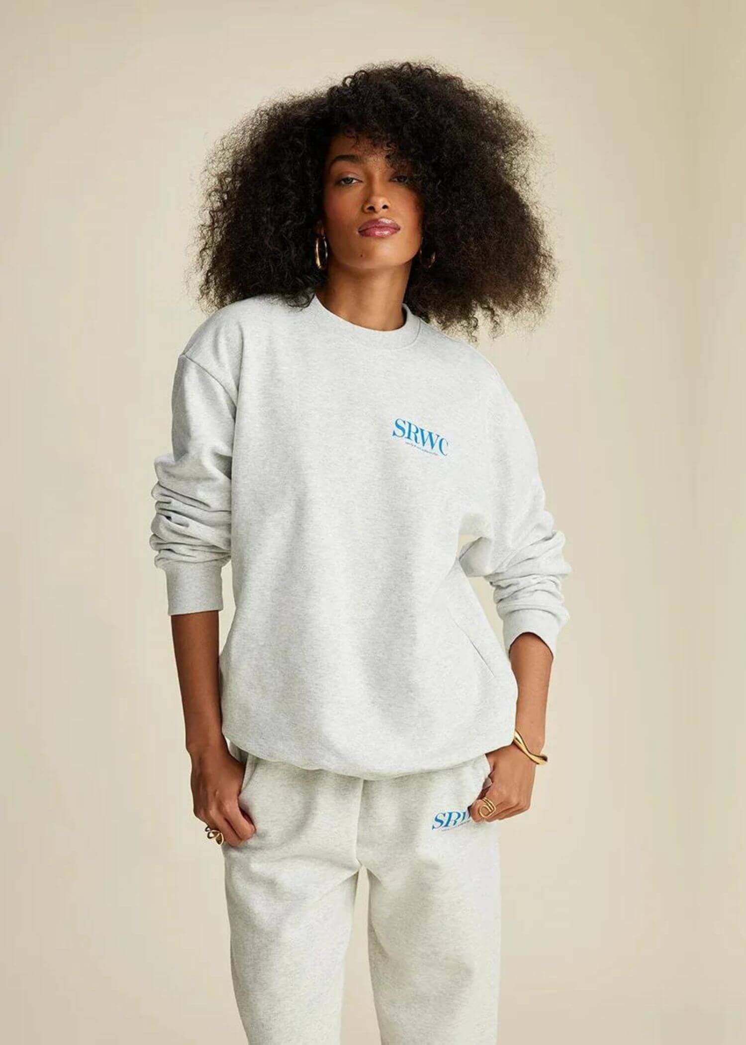 Personality Crewneck Sweatshirt miteigi activewear Women’s SRWC Sporty and Rich Wellness Club Letter Print Personality Comfortable Casual Pullovers Round o-neck crew neck Sweaters for woman in light Gray grey Spring summer womens fitness sportswear fashion season clothing