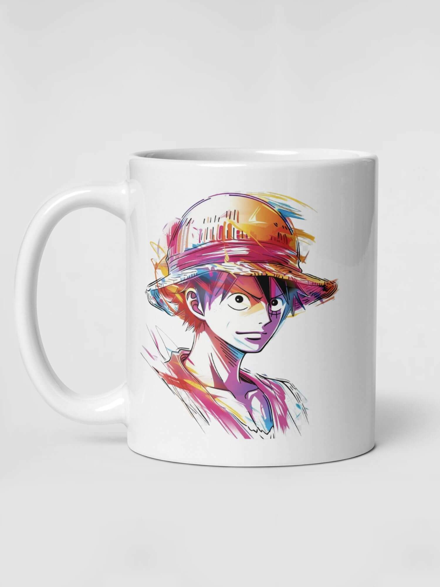 Glossy Luffy Mug      drinks cup coffee, tea, juice, milk drinking cups miteigi branded product item tumblers ceramics in white with multicolor pattern Ceramic Anime Gifts mugs