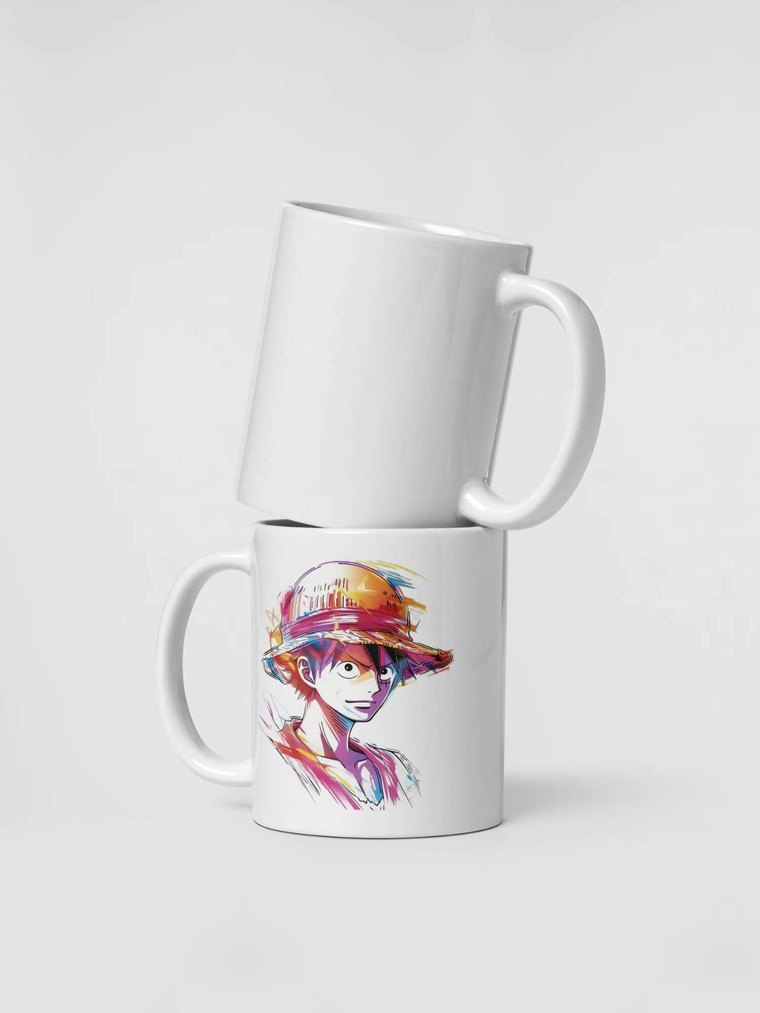 Glossy Luffy Mug      drinks cup coffee, tea, juice, milk drinking cups miteigi branded product item tumblers ceramics in white with multicolor pattern Ceramic Anime Gifts mugs