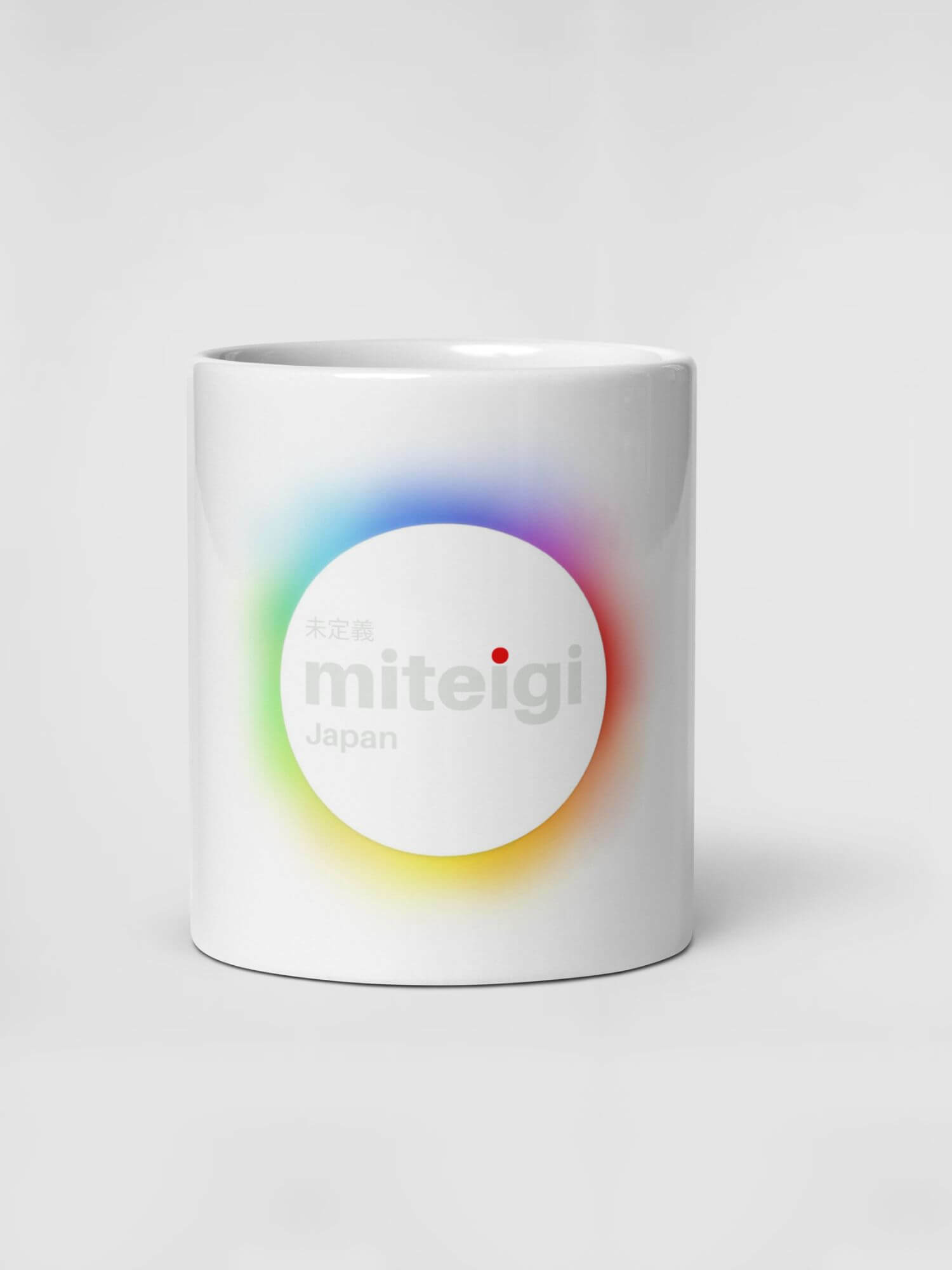 Rainbow Logo Mug    Drinks cup coffee, tea, juice, milk drinking cups miteigi-Logo branded product item tumblers ceramics in white with multicolor platinum pattern mugs 11oz 