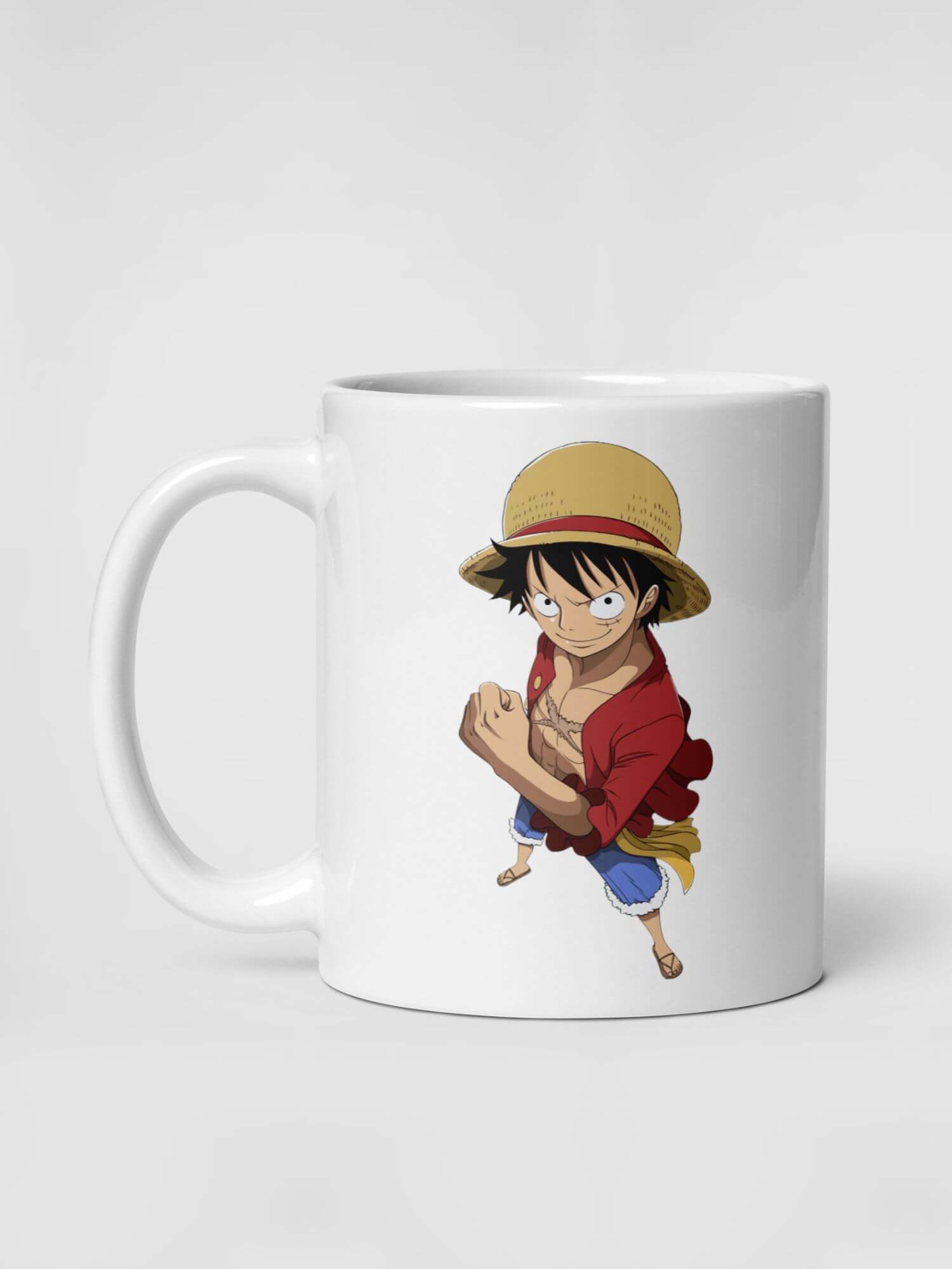 Glossy Luffy Challenge Mug        drinks cup coffee, tea, juice, milk drinking cups miteigi branded product item tumblers ceramics in white with multicolor pattern Ceramic Anime Gifts mugs