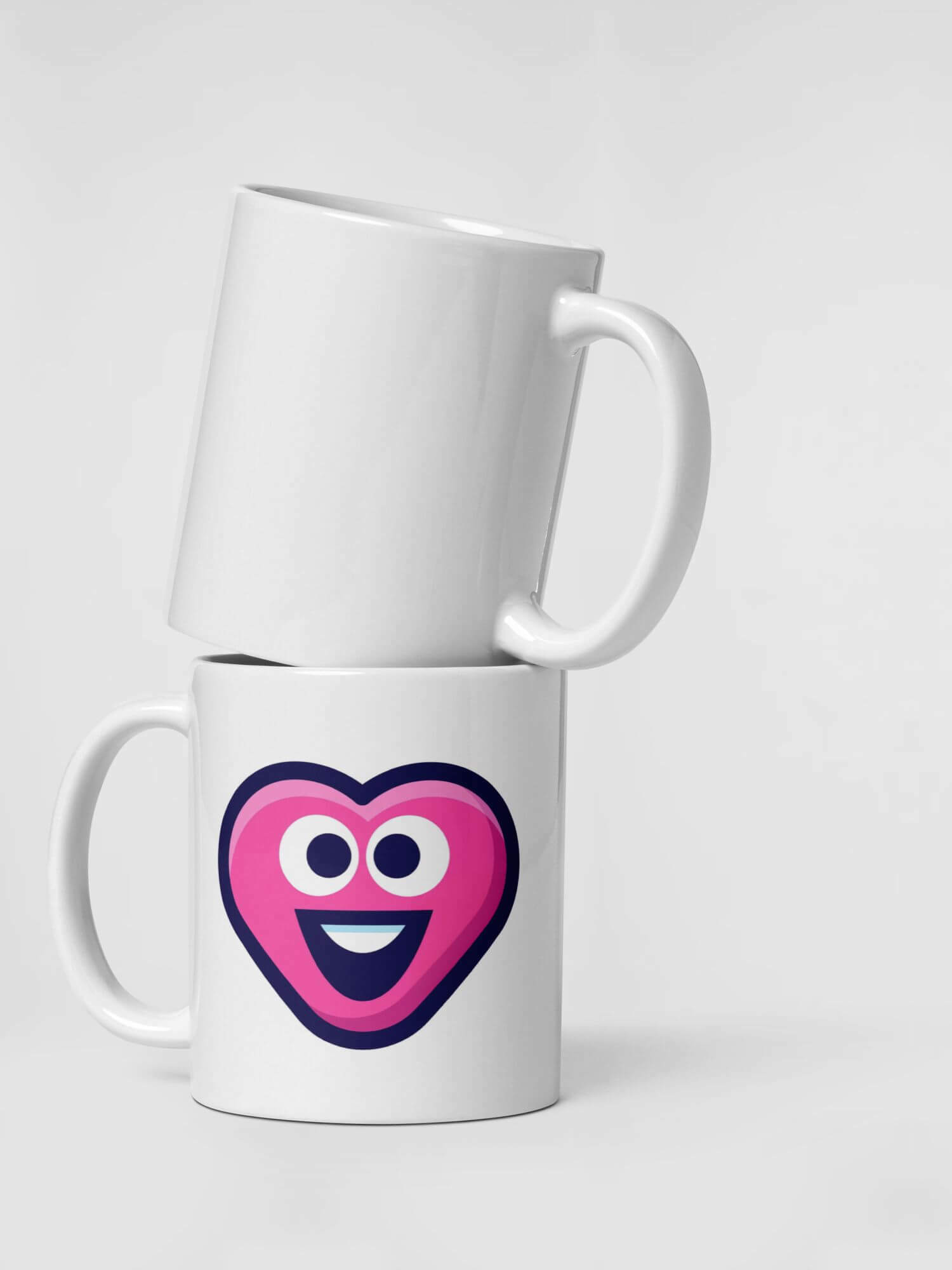 Glossy Smiley Heart Mug         Love drinks cup coffee, tea, juice, milk drinking cups miteigi branded product item tumblers ceramics in white with multicolor pattern Ceramic Anime Gifts mugs in Pink 