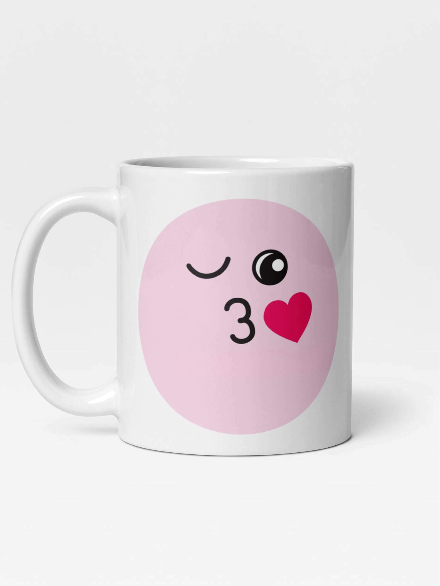 Glossy Miss Kiss Mug          kissy Face drinks cup coffee, tea, juice, milk drinking cups miteigi branded product item tumblers ceramics in white with multicolor pattern Ceramic Anime Gifts mugs in Pink