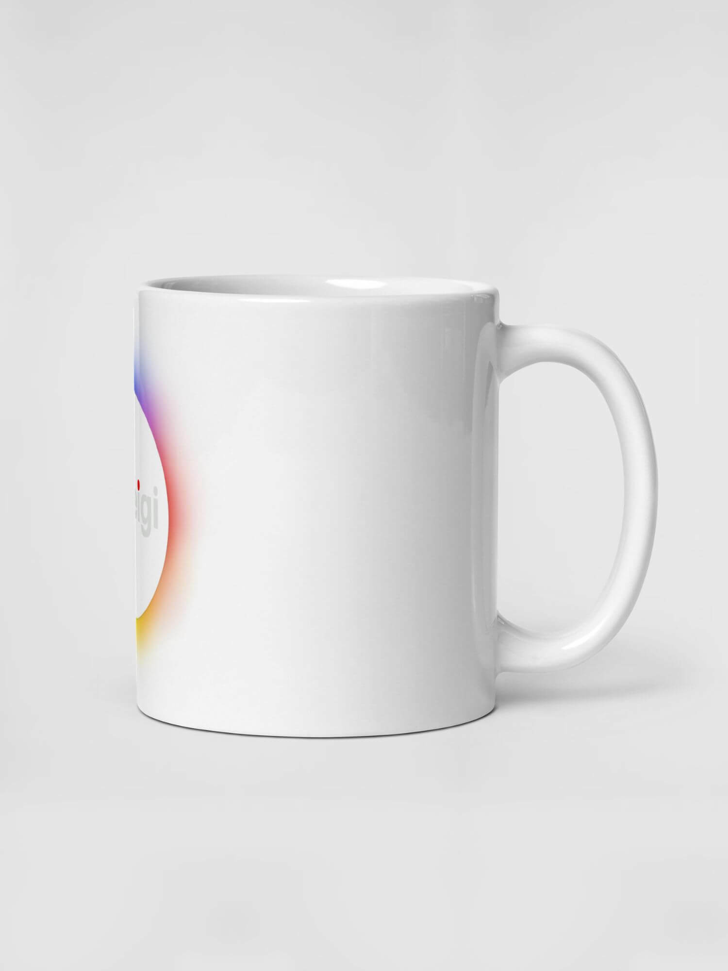 Rainbow Logo Mug    Drinks cup coffee, tea, juice, milk drinking cups miteigi-Logo branded product item tumblers ceramics in white with multicolor platinum pattern mugs 11oz 