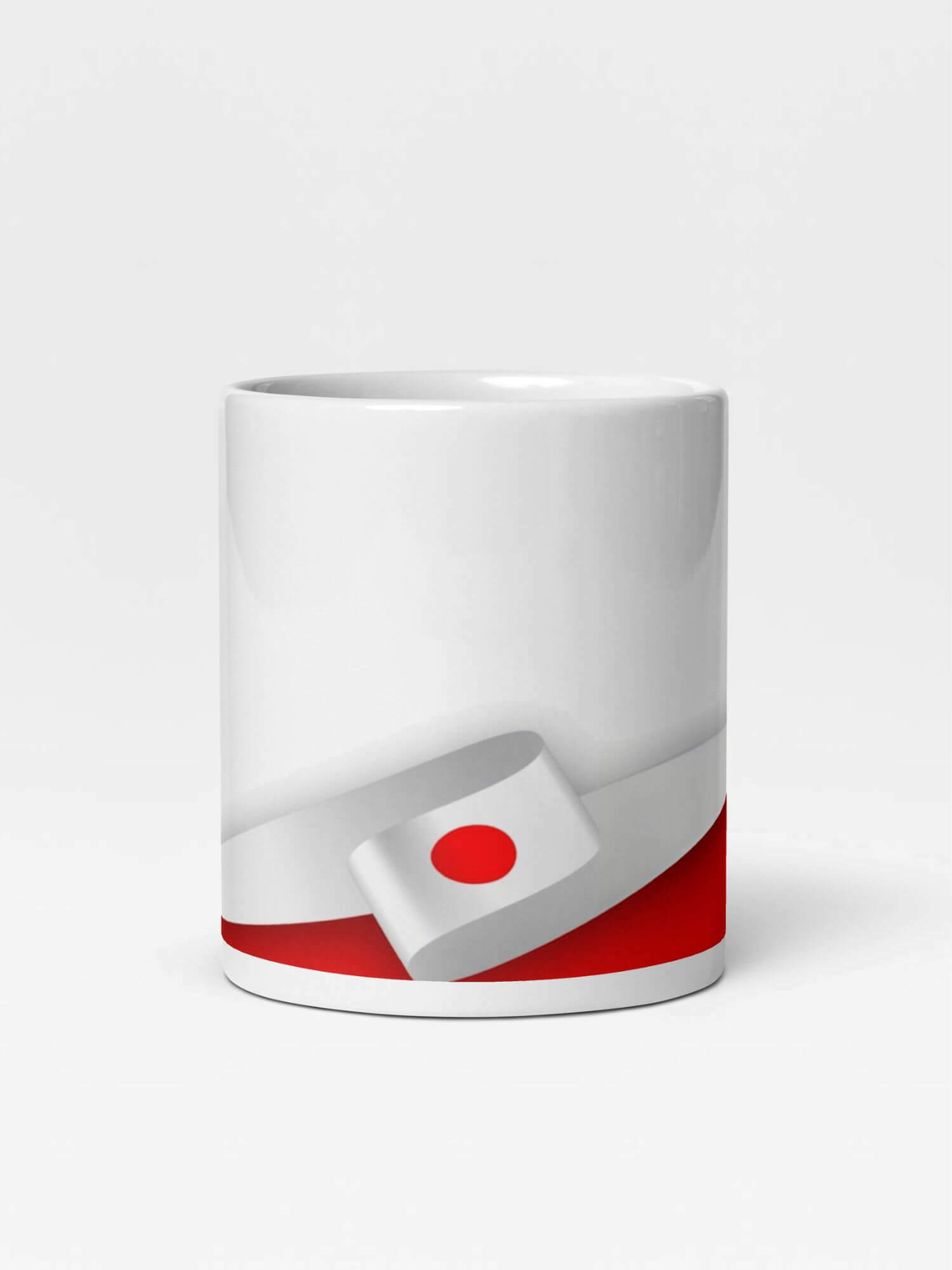 Glossy Japan Ribbon Flag Mug    Japanese country flag design drinks cup coffee, tea, juice, milk drinking cups miteigi-Logo branded product item tumblers ceramics cartoon pattern collections nippon JPN Nihon flags souvenirs collectors mugs