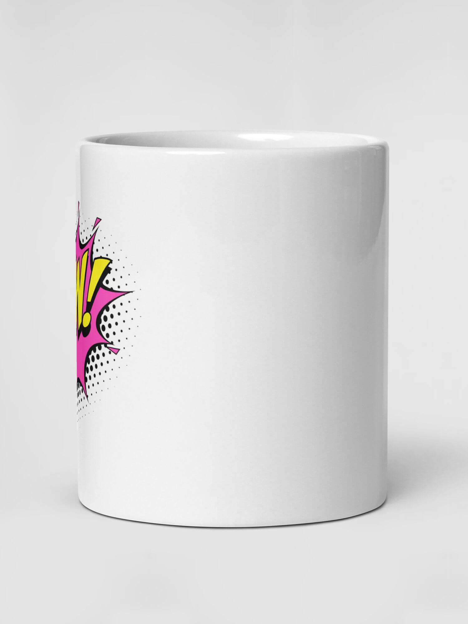 Glossy WOW! Mug         Cartoon amazement drinks cup coffee, tea, juice, milk drinking cups miteigi branded product item tumblers ceramics in white with pink yellow pattern Ceramic Anime Gifts mugs