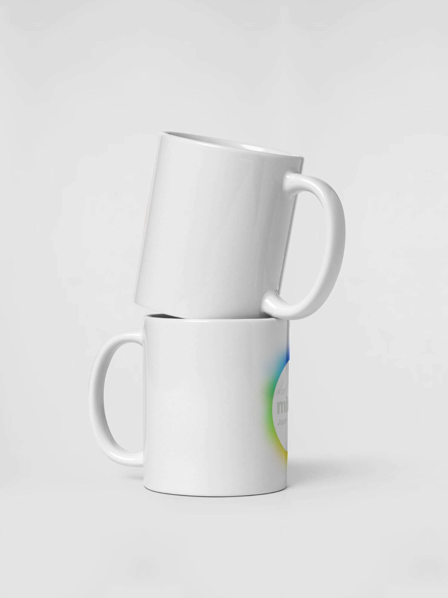 Rainbow Logo Mug    Drinks cup coffee, tea, juice, milk drinking cups miteigi-Logo branded product item tumblers ceramics in white with multicolor platinum pattern mugs 11oz 