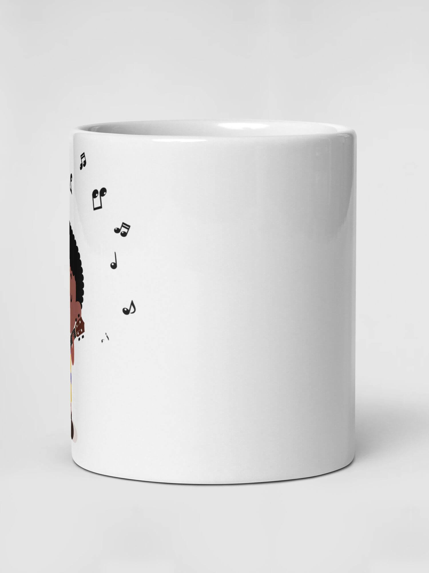 Glossy Boy Singer Mug           Cartoon singing seranading drinks cup coffee, tea, juice, milk drinking cups miteigi branded product item tumblers ceramics in white with brown black pattern Ceramic Anime guitars musical notes boys Gifts singers serenade fiesta mugs