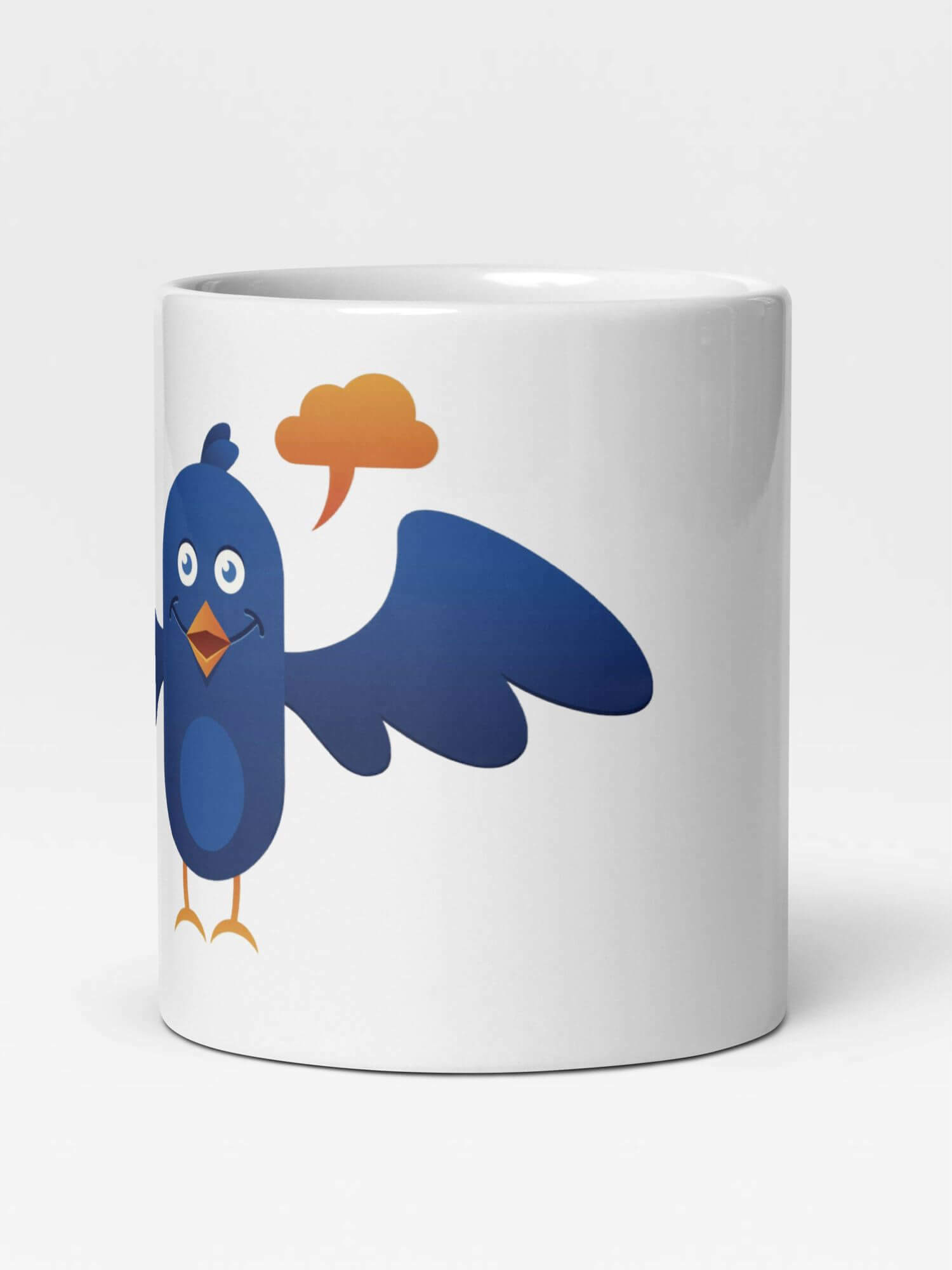 Glossy Blue Bird Mug            Cartoon animal drinks cup coffee, tea, juice, milk drinking cups miteigi branded product item tumblers ceramics in white with blue multicolor pattern Ceramic Anime birds Gifts mugs