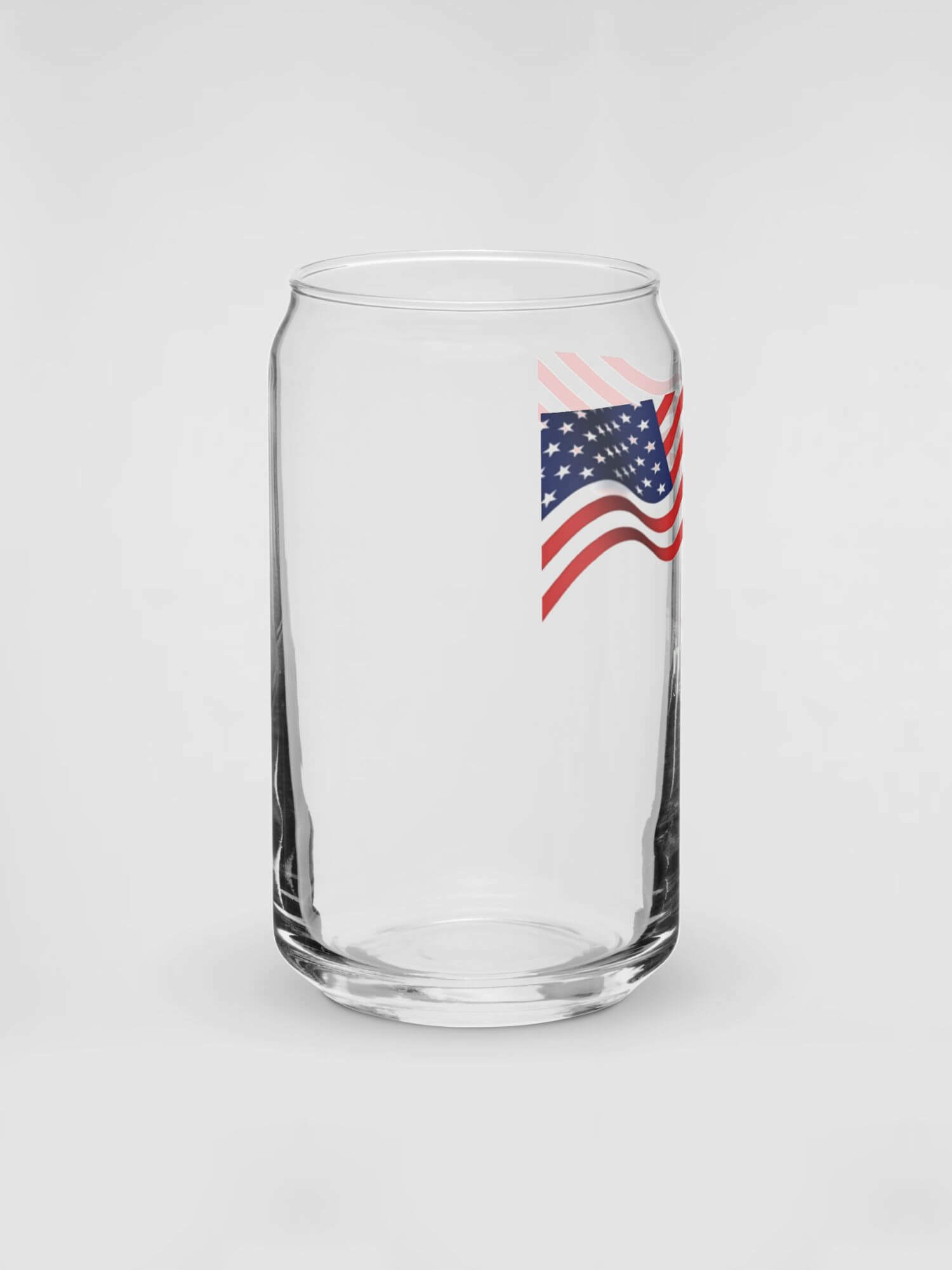 Can-Shaped USA Glass Tumbler miteigi Logo   Drinks Glass wine, juice, milk drinking glasses miteigi-Logo branded product item tumblers Glassware Transparent clear with American flag pattern tumblers