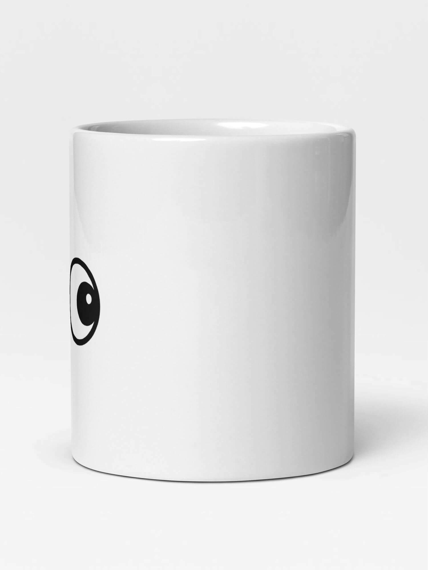 Glossy Eyes Left Mug              Cartoon drinks cup coffee, tea, juice, milk drinking cups miteigi branded product item tumblers ceramics in white with black pattern Ceramic Anime eye Gifts mugs