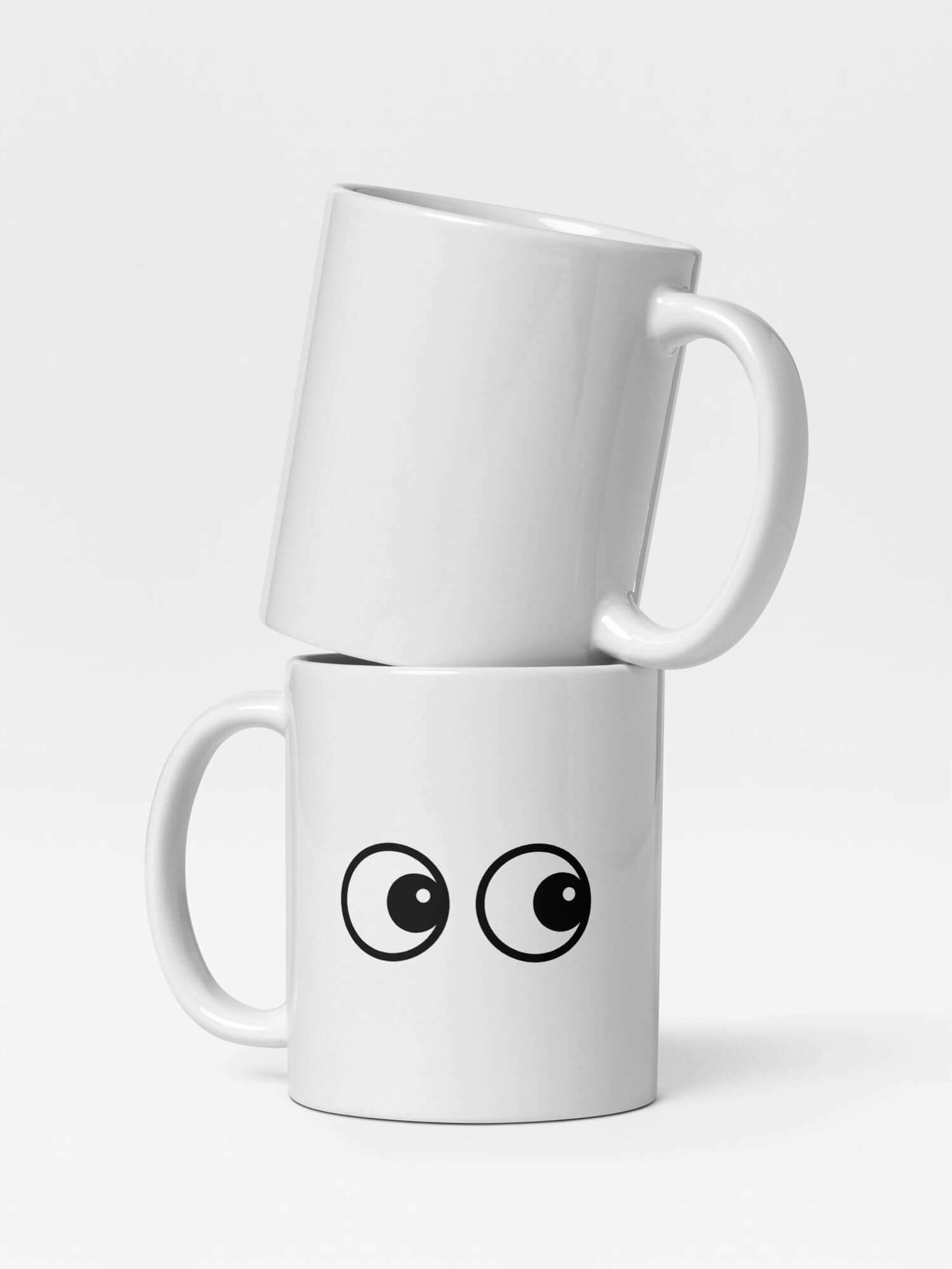 Glossy Eyes Left Mug              Cartoon drinks cup coffee, tea, juice, milk drinking cups miteigi branded product item tumblers ceramics in white with black pattern Ceramic Anime eye Gifts mugs