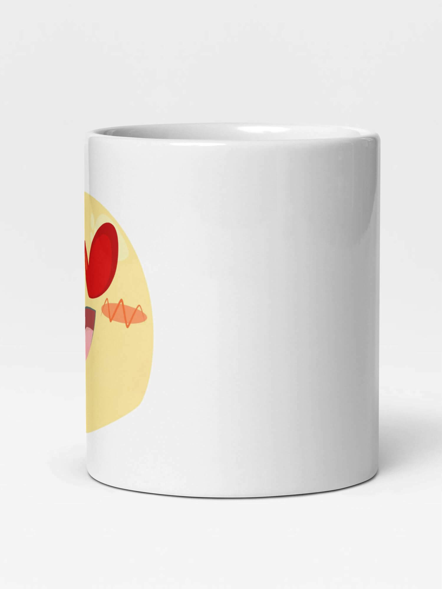 Glossy Love Eyes Mug               Cartoon drinks cup coffee, tea, juice, milk drinking cups miteigi branded product item tumblers ceramics in white with red yellow pink pattern Ceramic Anime hearts eye Gifts mugs