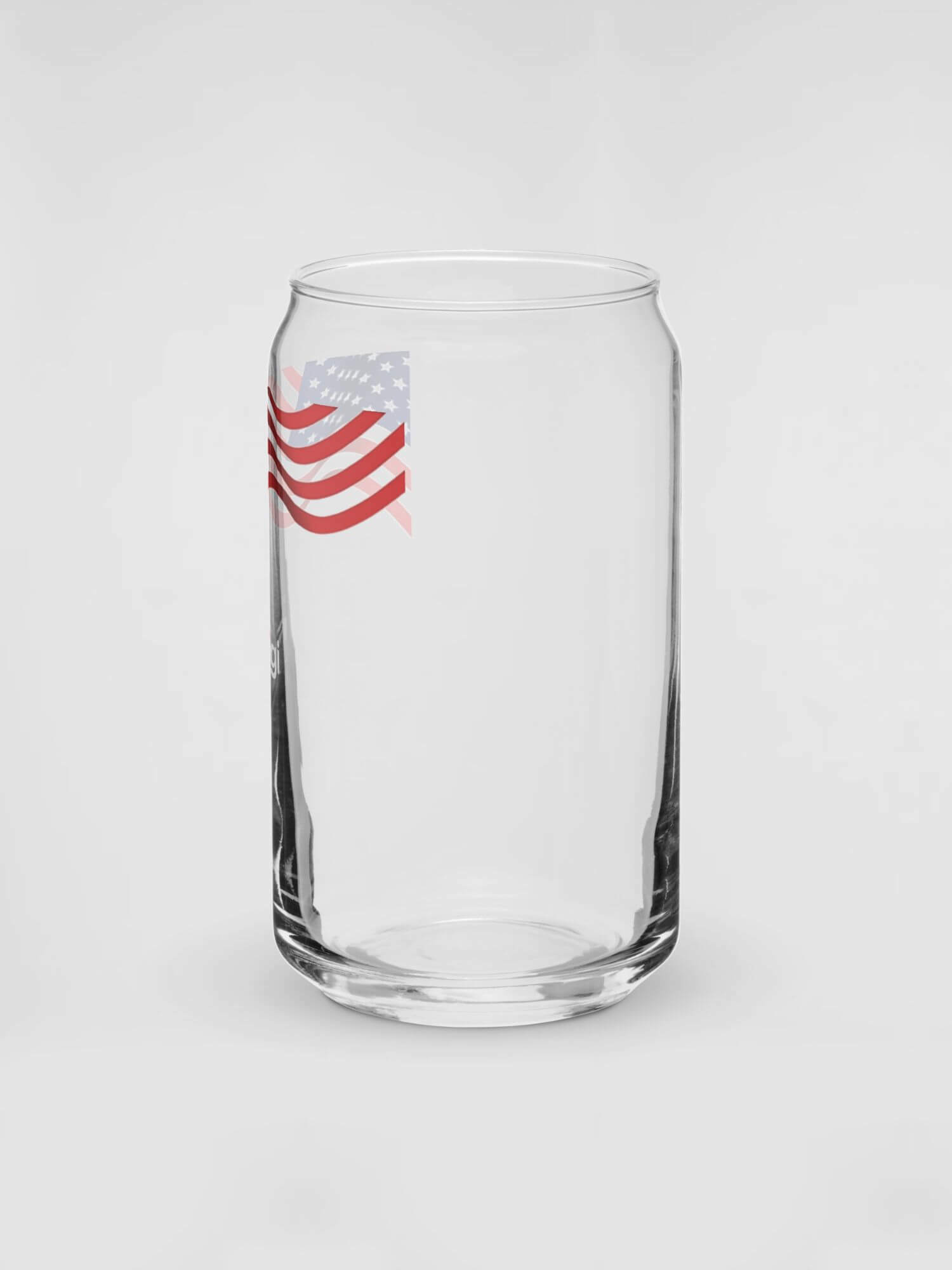 Can-Shaped USA Glass Tumbler miteigi Logo   Drinks Glass wine, juice, milk drinking glasses miteigi-Logo branded product item tumblers Glassware Transparent clear with American flag pattern tumblers