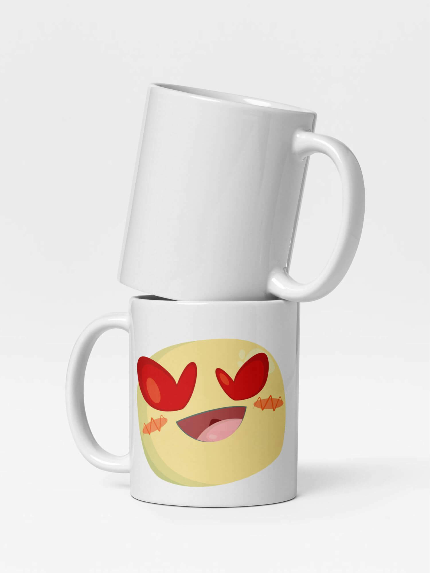 Glossy Love Eyes Mug               Cartoon drinks cup coffee, tea, juice, milk drinking cups miteigi branded product item tumblers ceramics in white with red yellow pink pattern Ceramic Anime hearts eye Gifts mugs