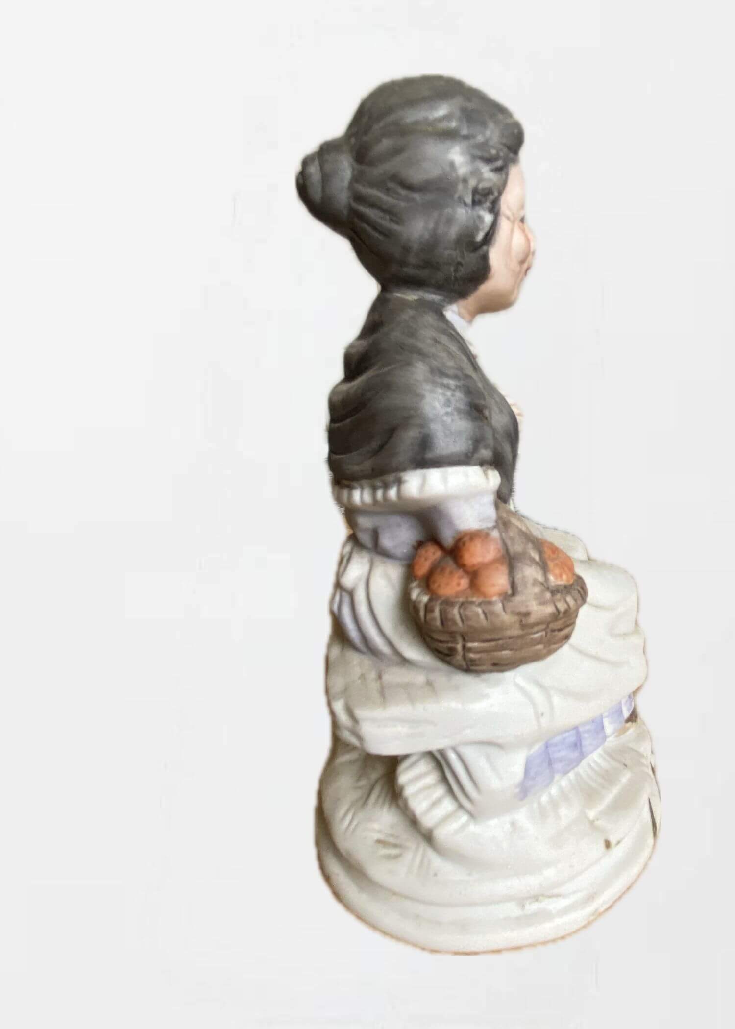 Bisque Porcelain Woman with Basket  Vintage Granny Figurine Made in Taiwan ceramic grandmother collection Elderly lady Grandma Collectors decorative objects home decor classic antiques