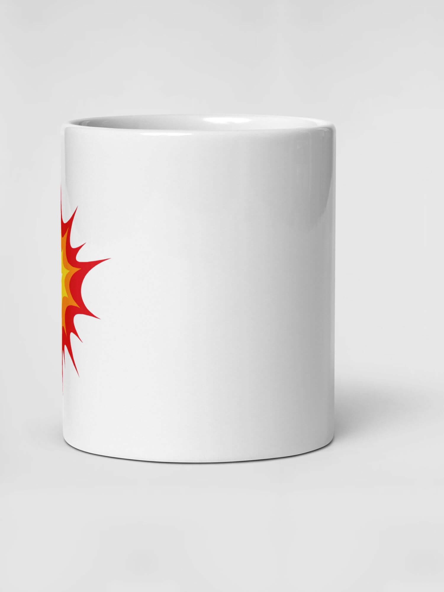 Glossy Explosion Mug                Cartoon ka boom drinks cup coffee, tea, juice, milk drinking cups miteigi branded product item tumblers ceramics in white with red yellow pink pattern Ceramic Anime bang kaboom Gifts mugs