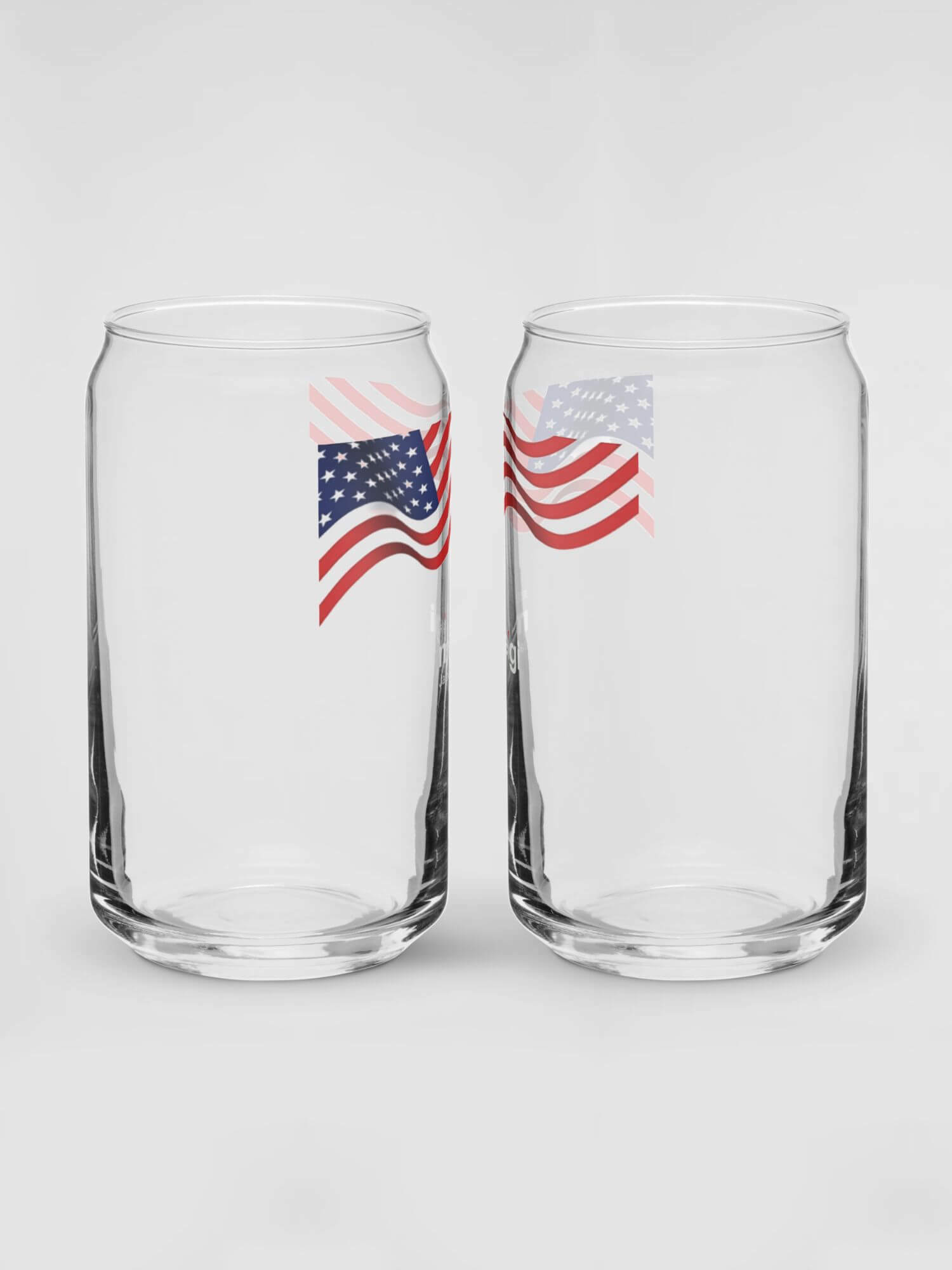 Can-Shaped USA Glass Tumbler miteigi Logo   Drinks Glass wine, juice, milk drinking glasses miteigi-Logo branded product item tumblers Glassware Transparent clear with American flag pattern tumblers