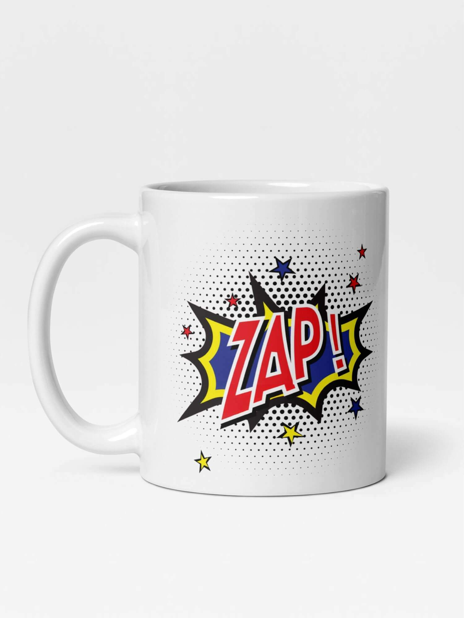 Glossy  ZAP! Mug                  Cartoon zapped ka boom drinks cup coffee, tea, juice, milk drinking cups miteigi branded product item tumblers ceramics in white with green blue pattern Ceramic Anime bang kaboom Gifts mugs