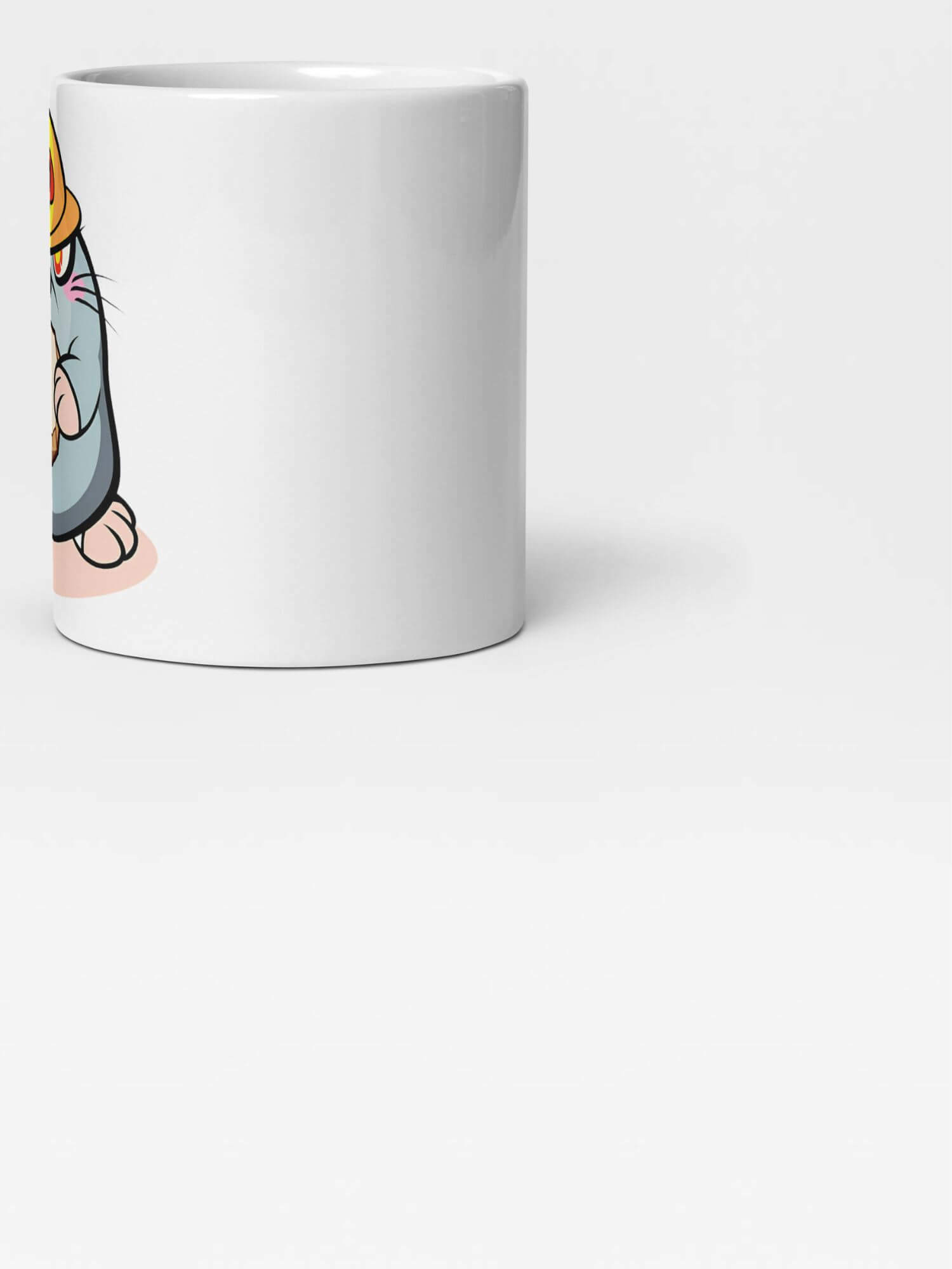 Glossy Mole Mug       Cartoon animal character drinks cup coffee, tea, juice, milk drinking cups miteigi branded product item tumblers ceramics in white with gray yellow multicolor pattern Ceramic Anime Gifts moles mugs