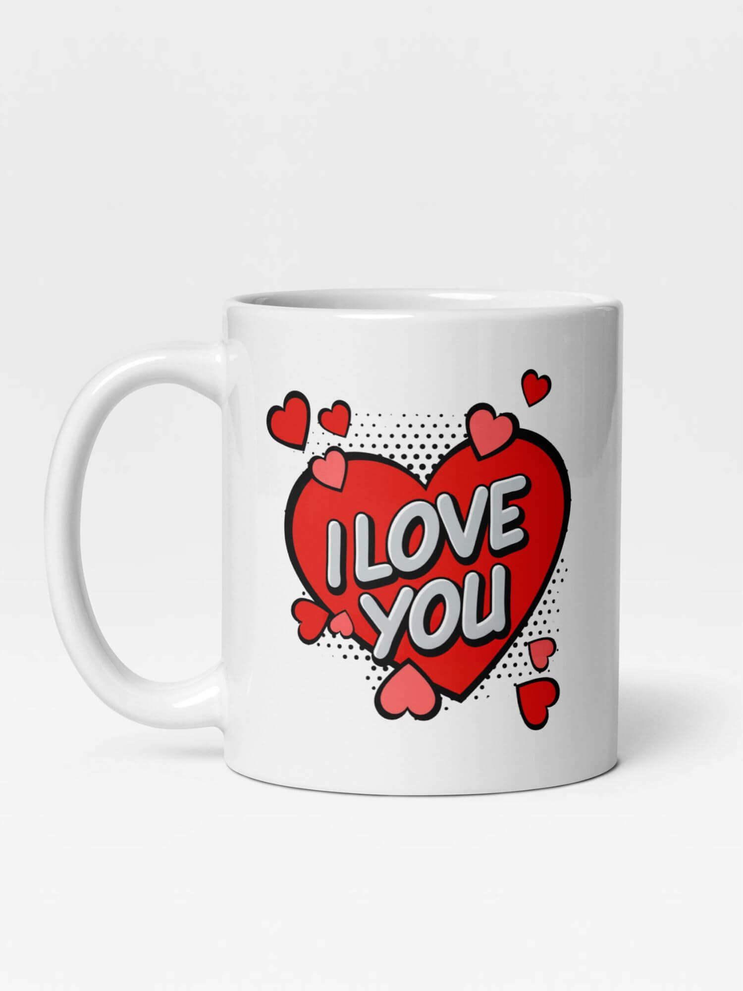 Glossy Love Mug          I LOVE YOU Hearts drinks cup coffee, tea, juice, milk drinking cups miteigi branded product item tumblers ceramics in white with multicolor pattern Ceramic Anime Gifts mugs in red