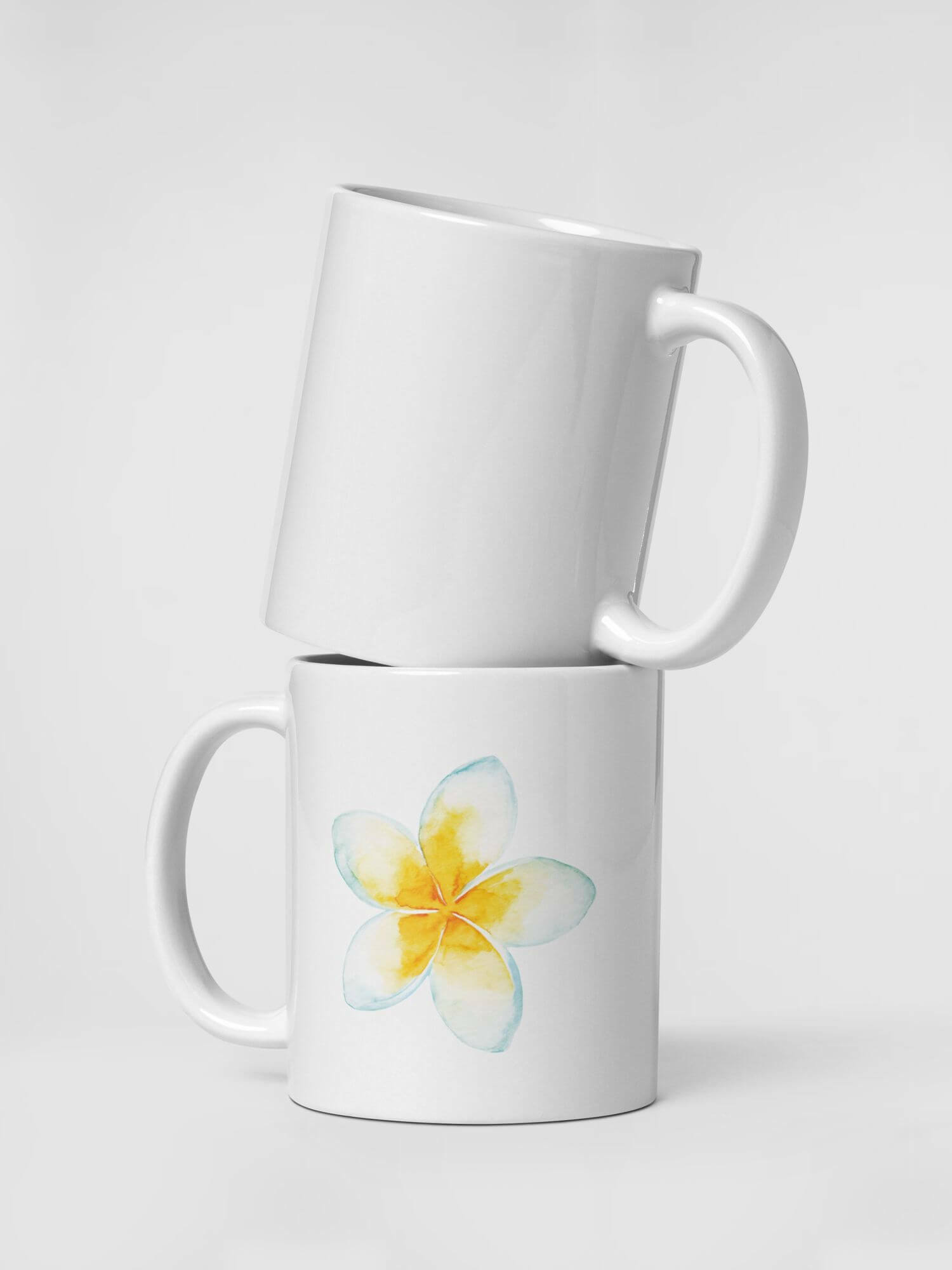 Glossy Floral Mug               Cartoon flowers drinks cup coffee, tea, juice, milk drinking cups miteigi branded product item tumblers ceramics in white with yellow pattern Ceramic Anime daisies Gifts mugs